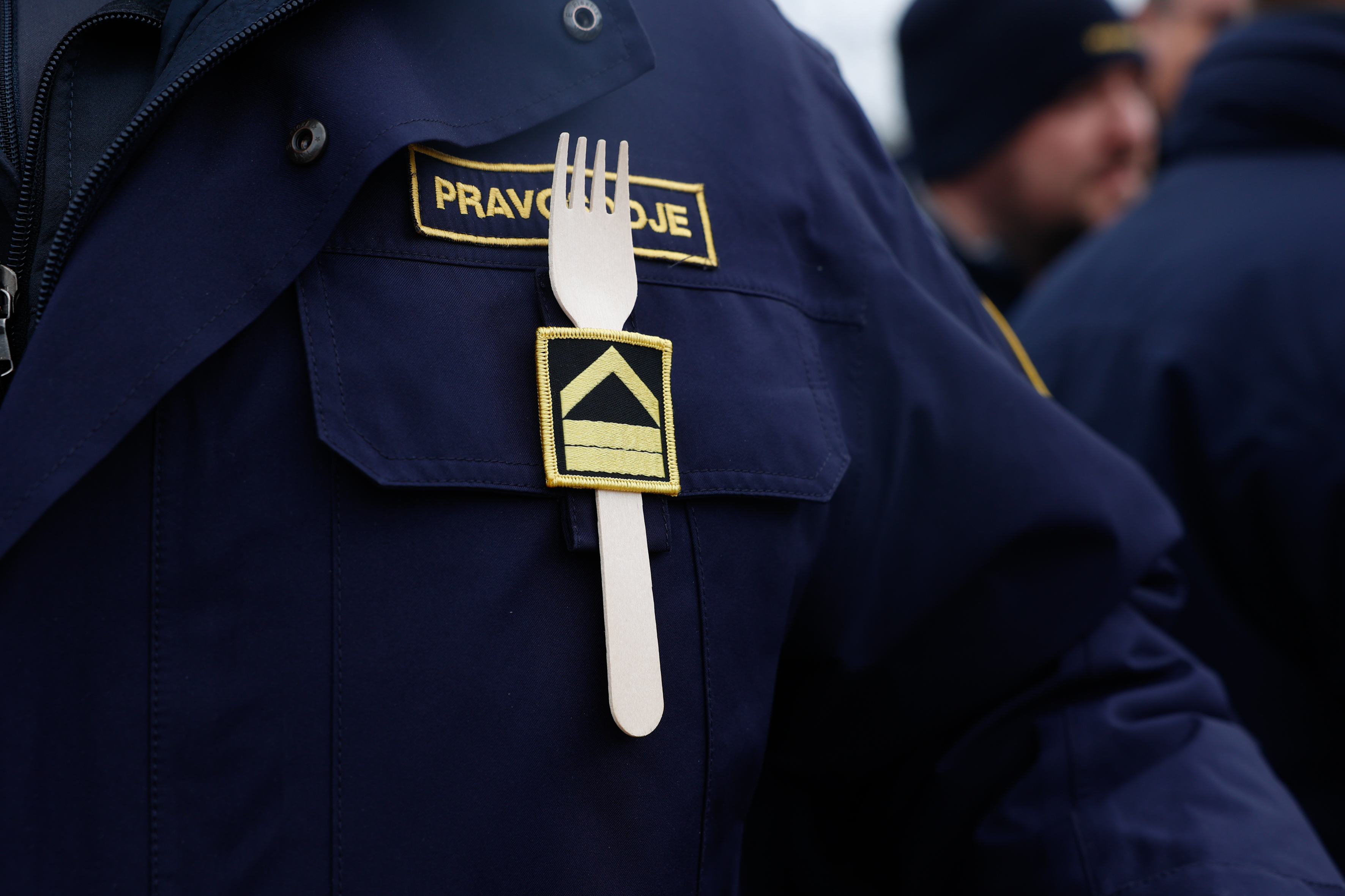 Protest pravosodnih policistov na Dobu. (Foto: BOBO)