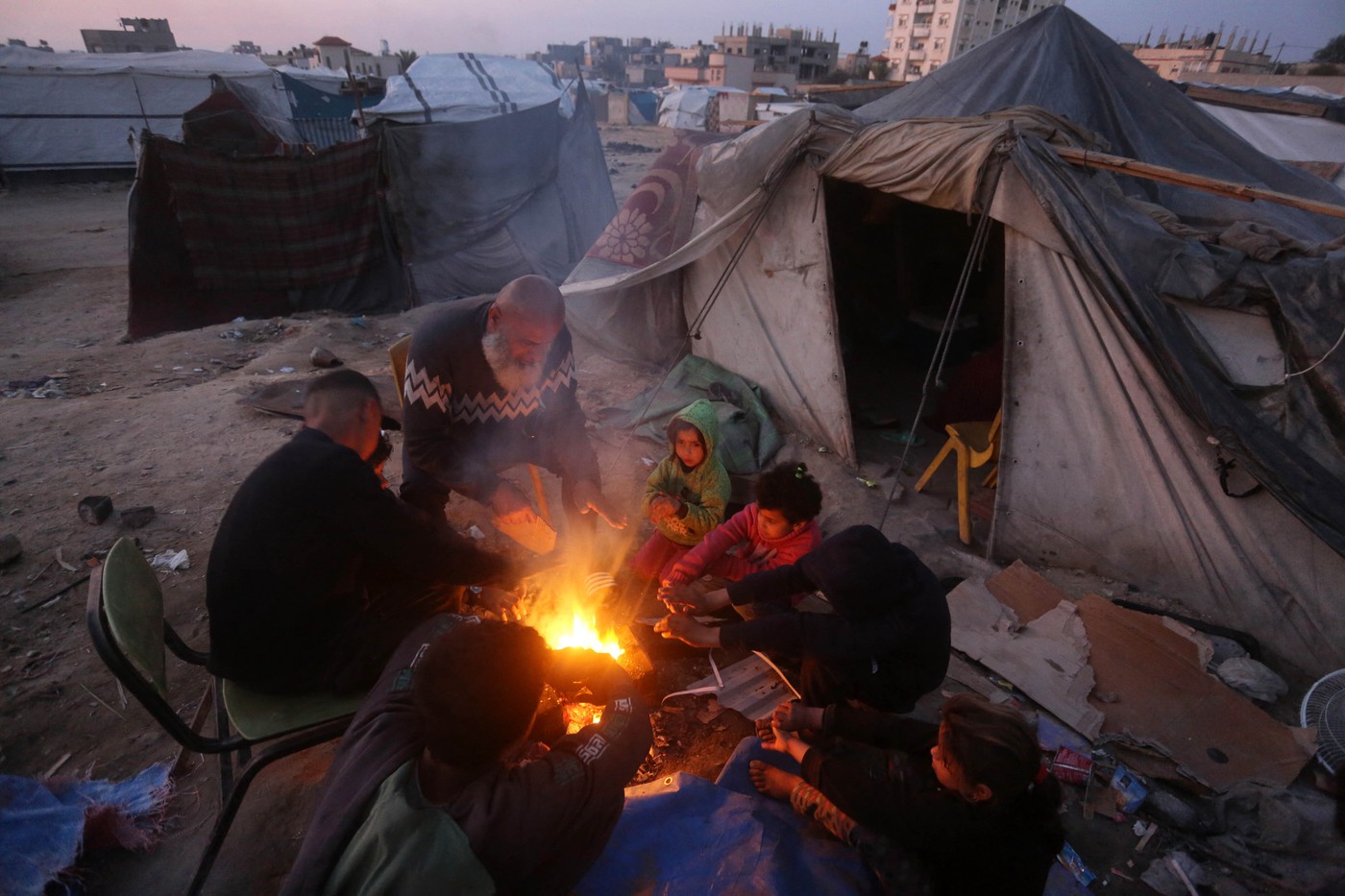 Palestinians in Gaza struggle to survive in makeshift tents amid harsh winter conditions