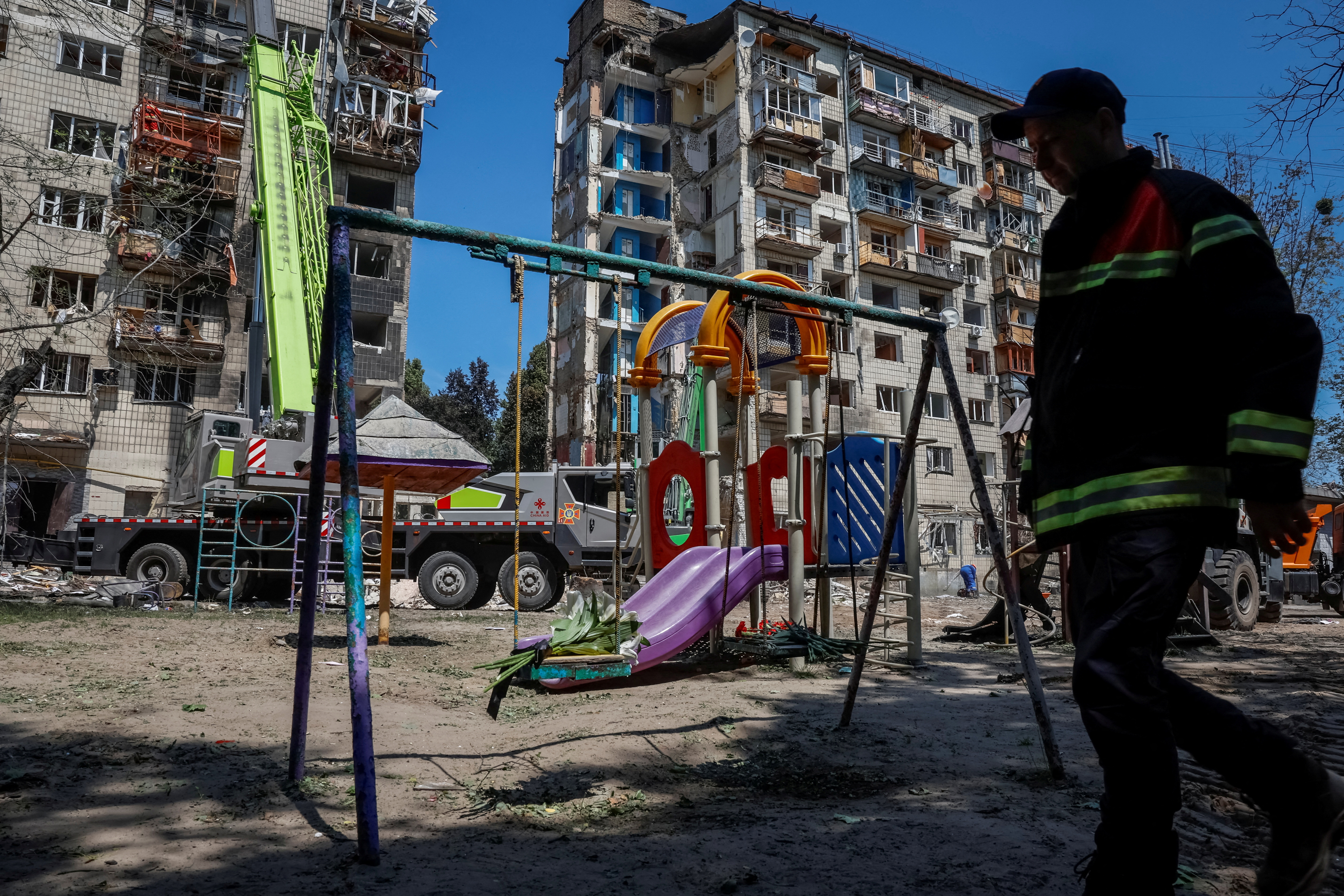 Poškodovana zgradba v Ukrajini