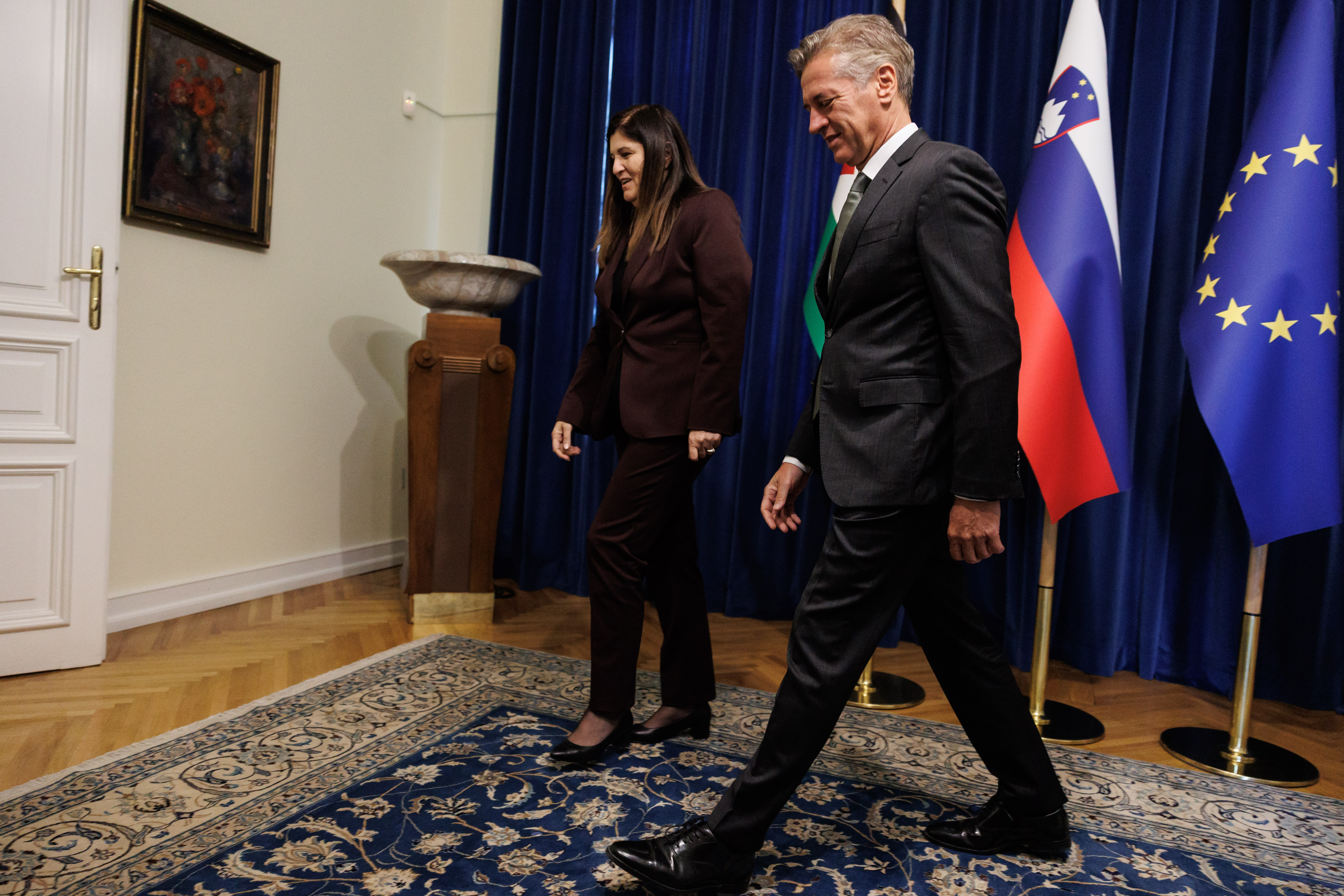 Obisk palestinske zunanje ministrice Varsen Agabekjan Šahin pri Robertu Golobu