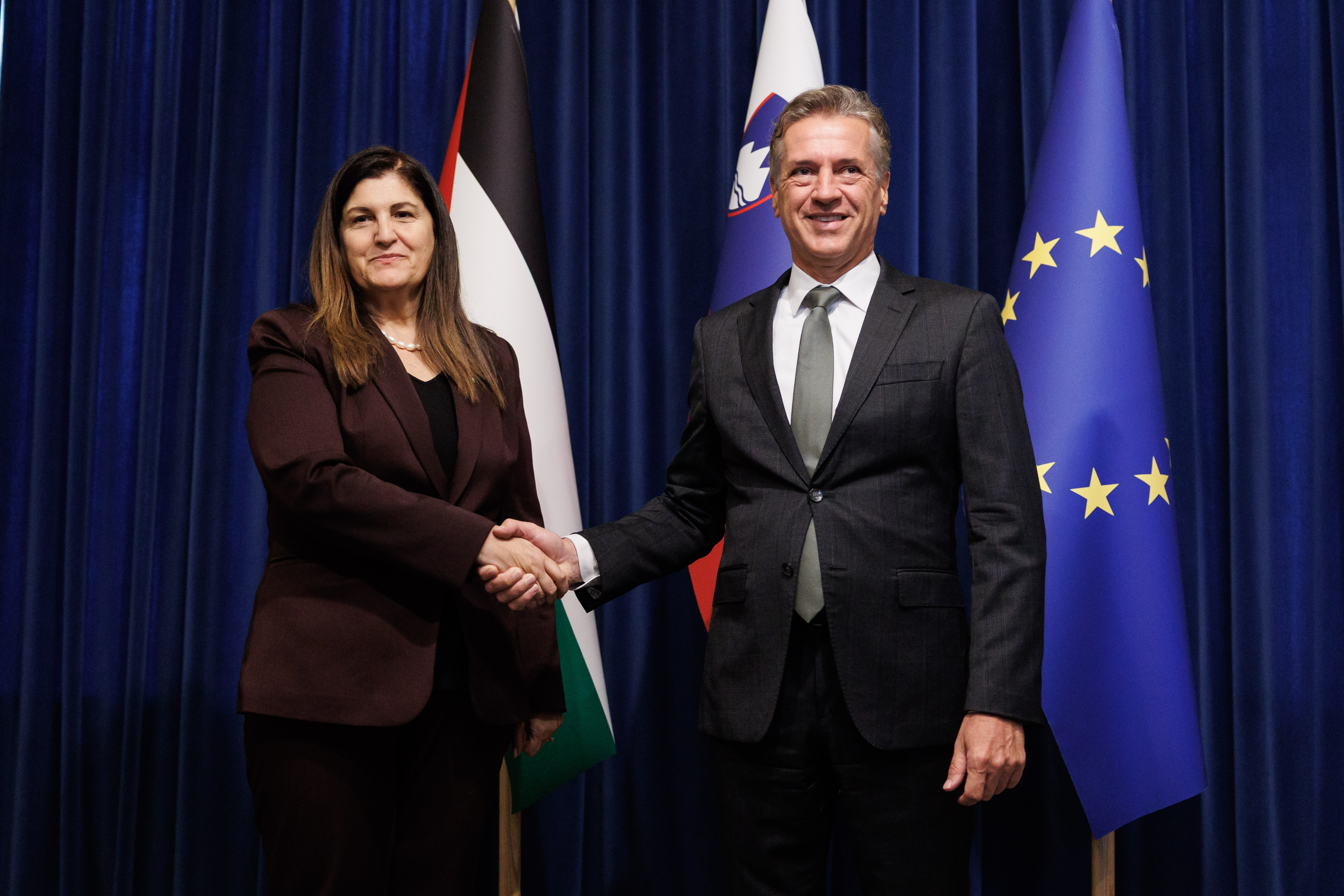 Obisk palestinske zunanje ministrice Varsen Agabekjan Šahin pri Robertu Golobu