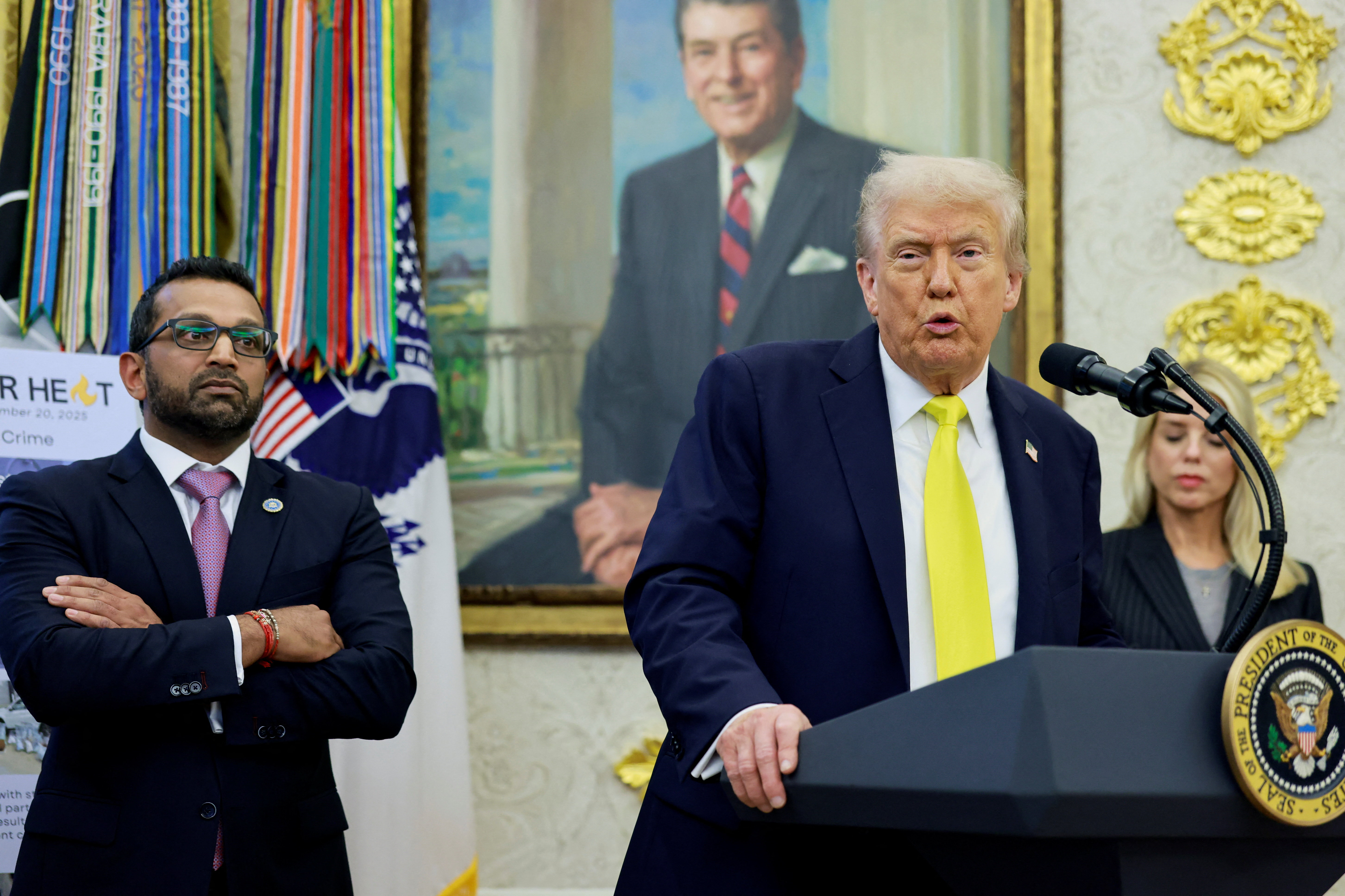 Predsednik ZDA Donald Trump in direktor FBI Kash Patel