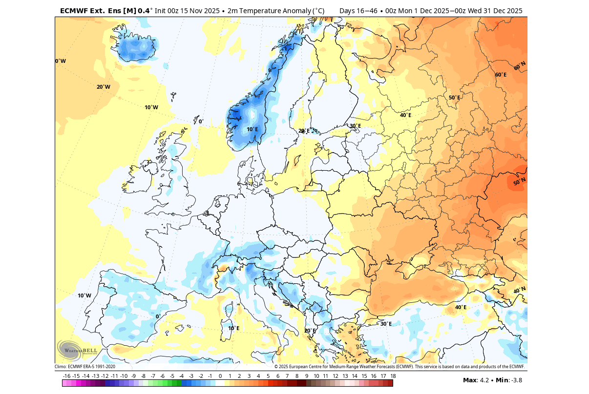 Napoved temperature, december 2025