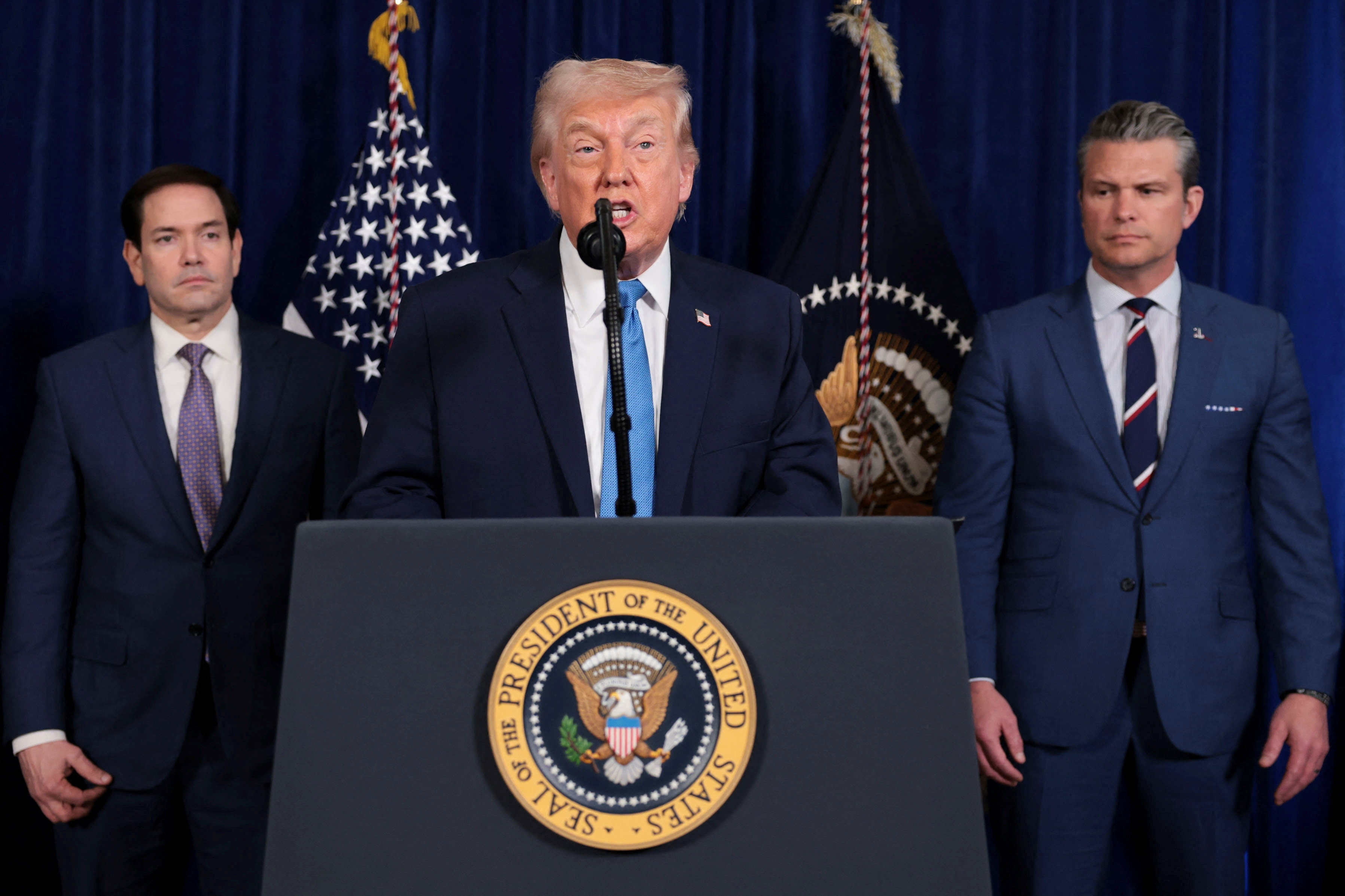 Donald Trump, Pete Hegseth in Marco Rubio