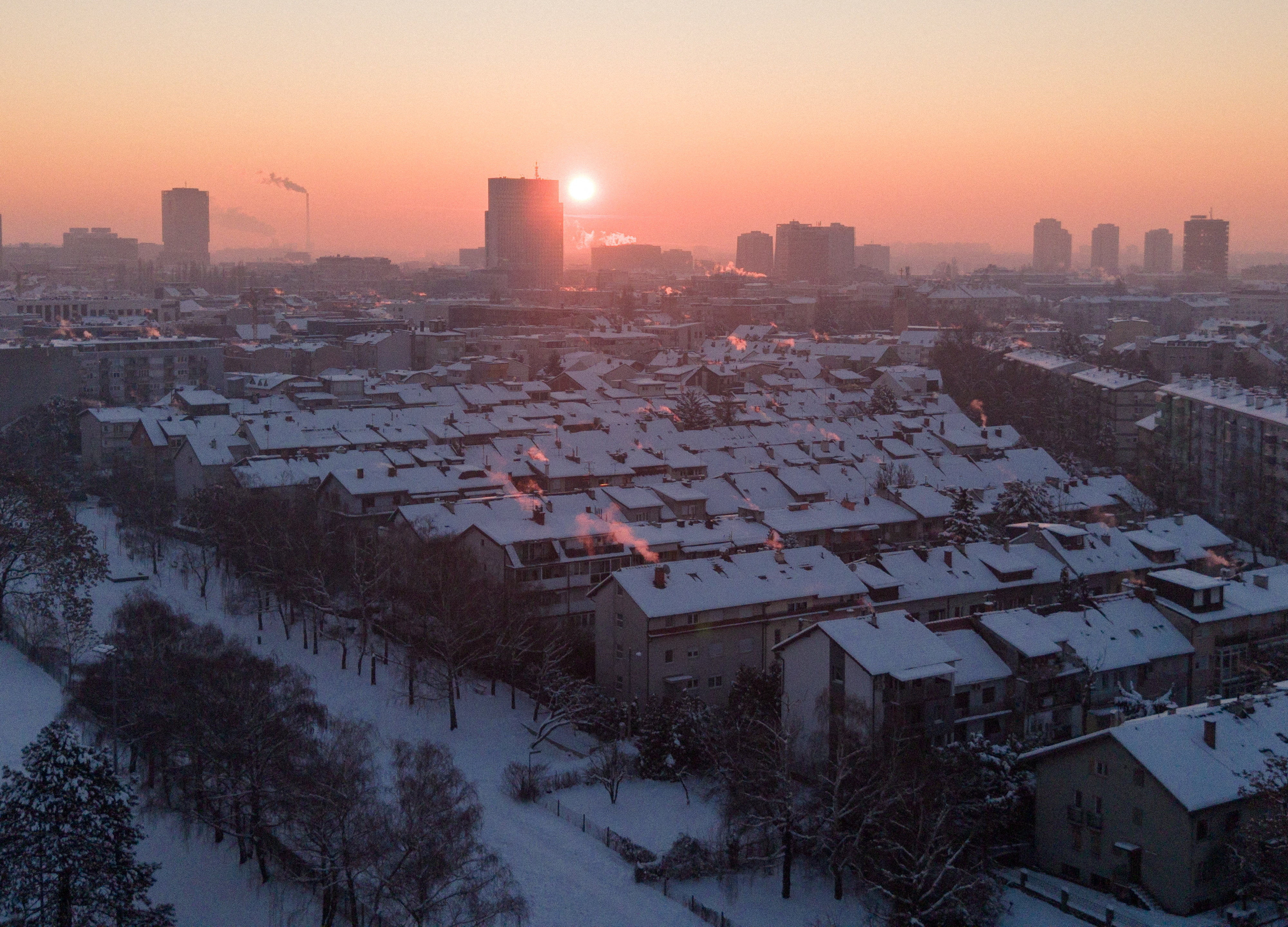 Mraz zajel Hrvaško, Zagreb iz zraka