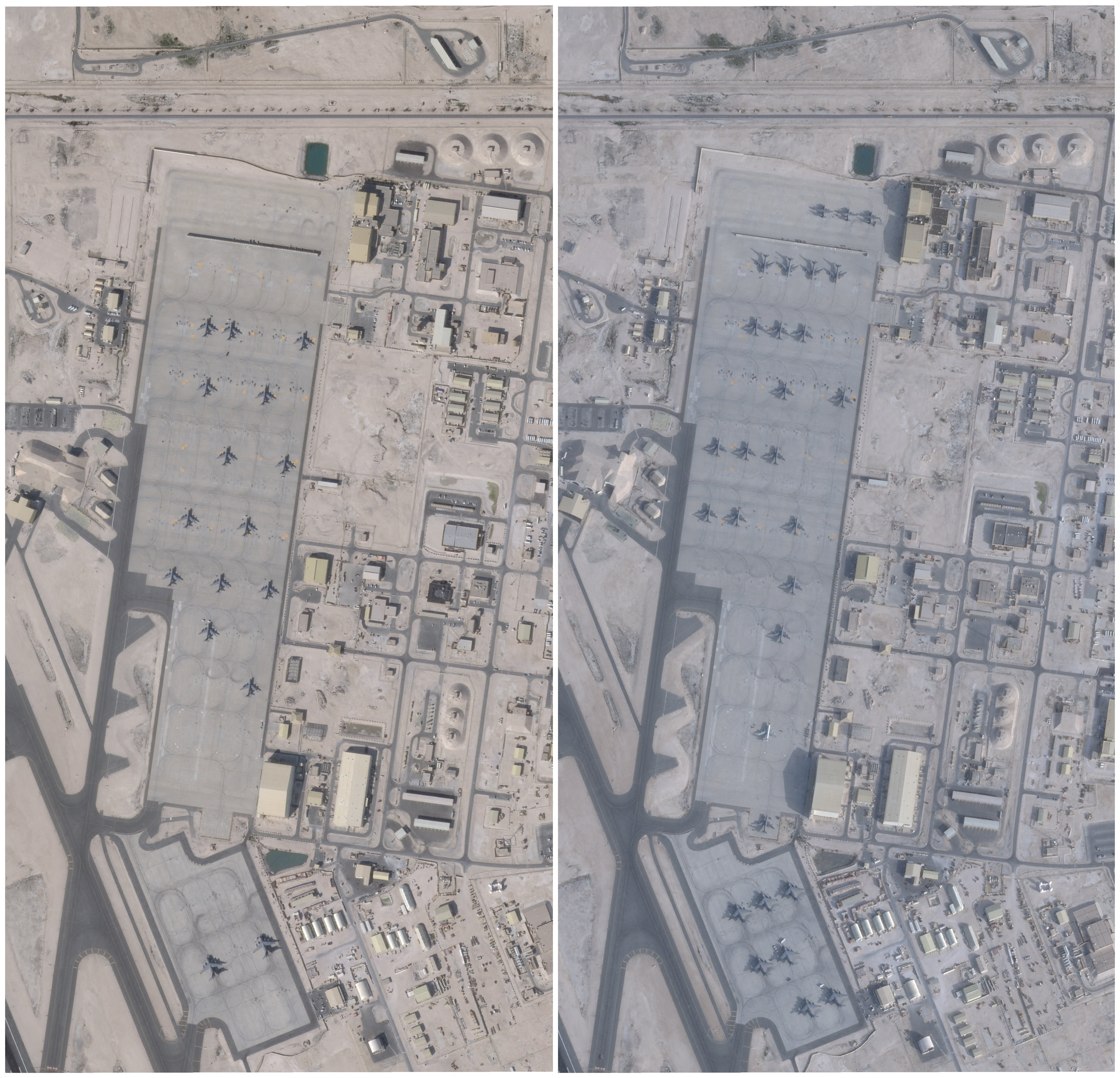 Ameriška vojaška baza Al Udeid v Katarju 17. januarja in 2. februarja