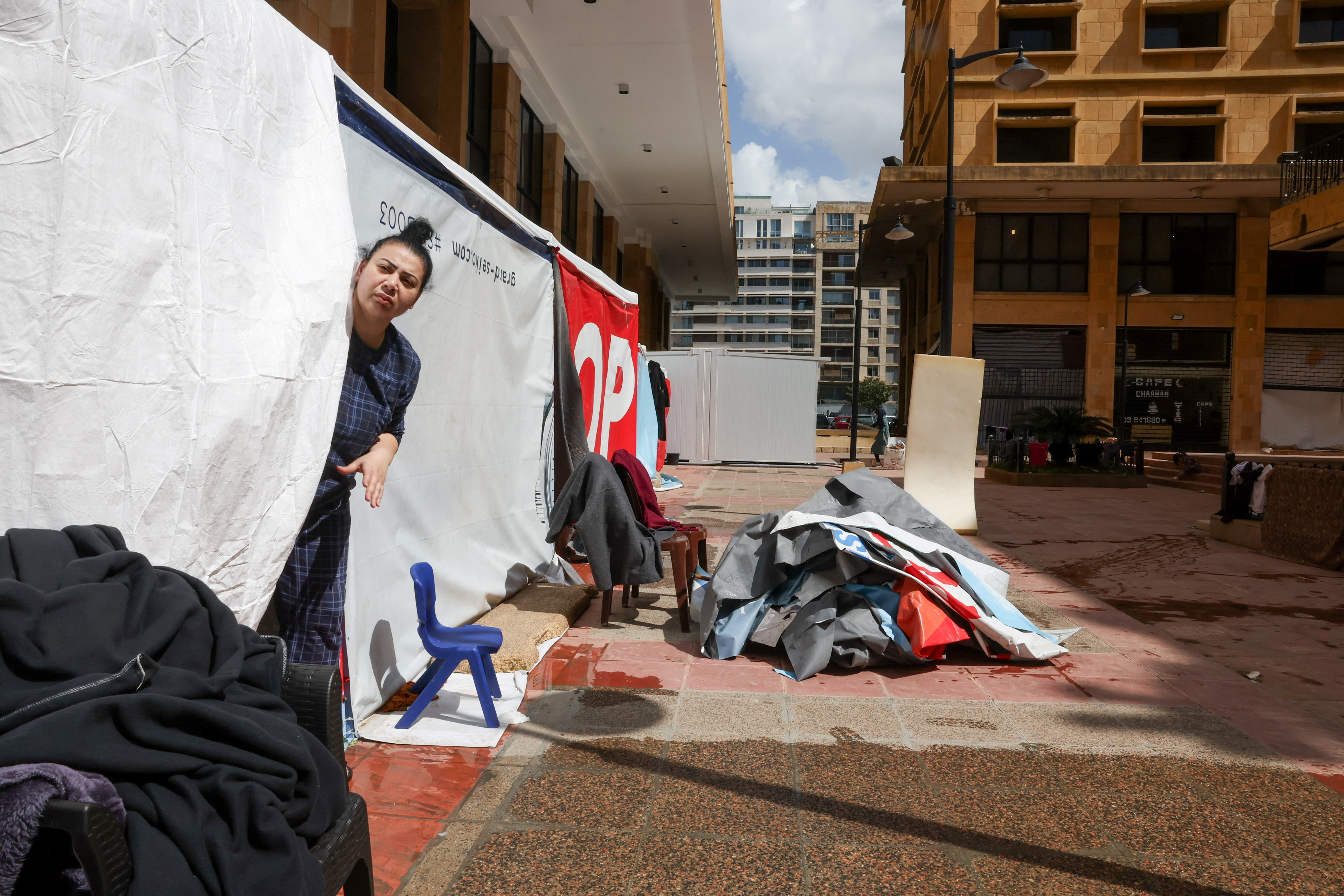 Razseljeni Libanonci na ulicah v Bejrutu
