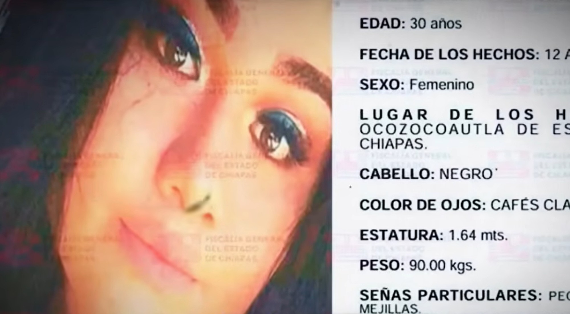 obvestilo o pogrešani Mehičanki z njeno obdelano fotografijo z družbenih omrežij