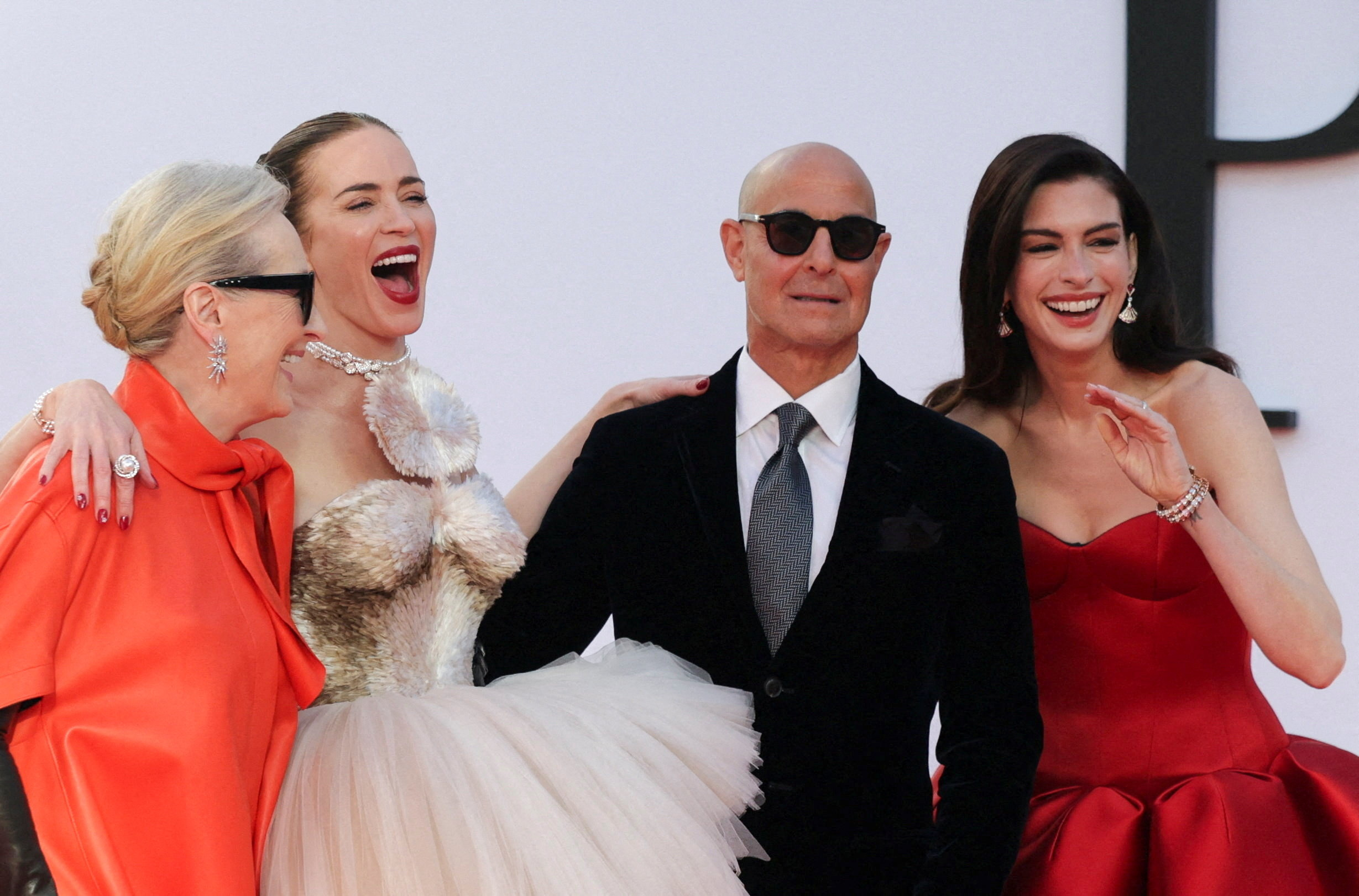 Anne Hathaway, Meryl Streep, Emily Blunt in Stanley Tucci