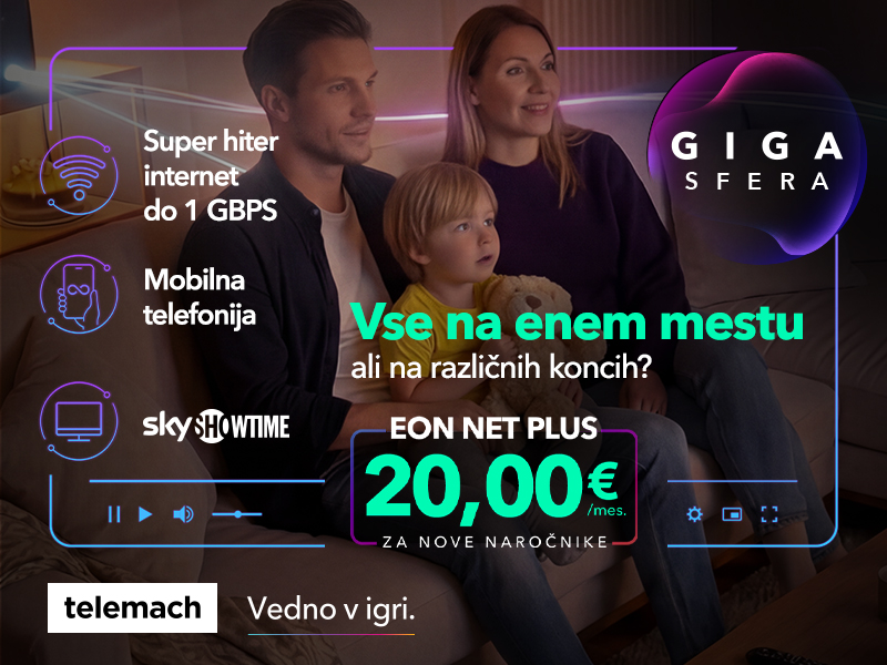 Telemachov paket EON Net Plus združuje mobilno telefonijo, fiksni internet in dostop do platforme SkyShowtime