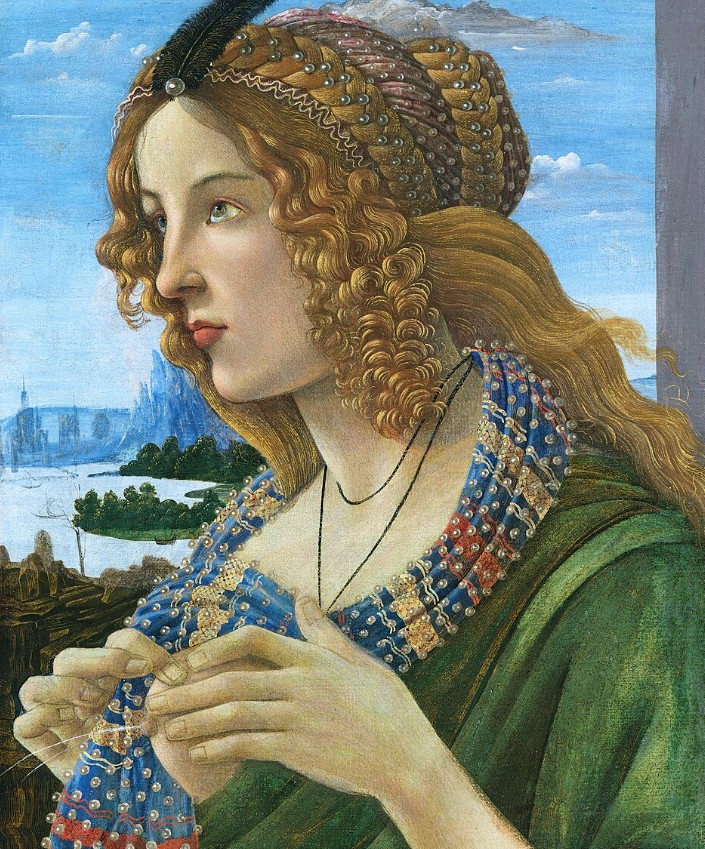 Sandro Botticelli, Alegorični portret ženske; galerija Uffizi, Firence; domnevno Simonetta Vespucci