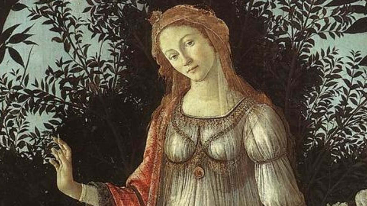 Sandro Botticelli: Primavera (Pomlad); galerija Uffizi, Firence; domnevno  Simonetta Vespucci