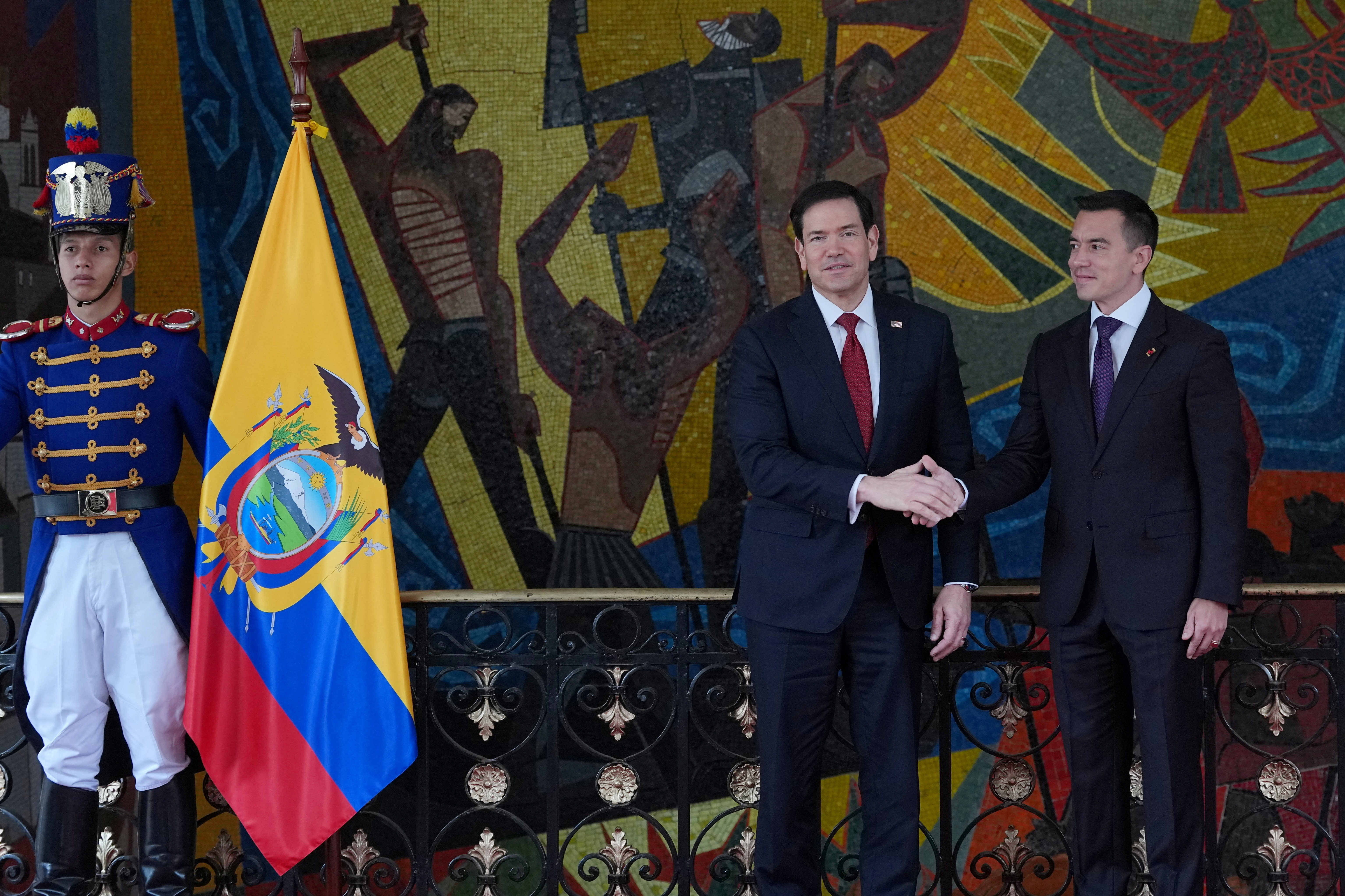 Amerški sekretar Marco Rubio in ekvadorski predsednik Daniel Noboa