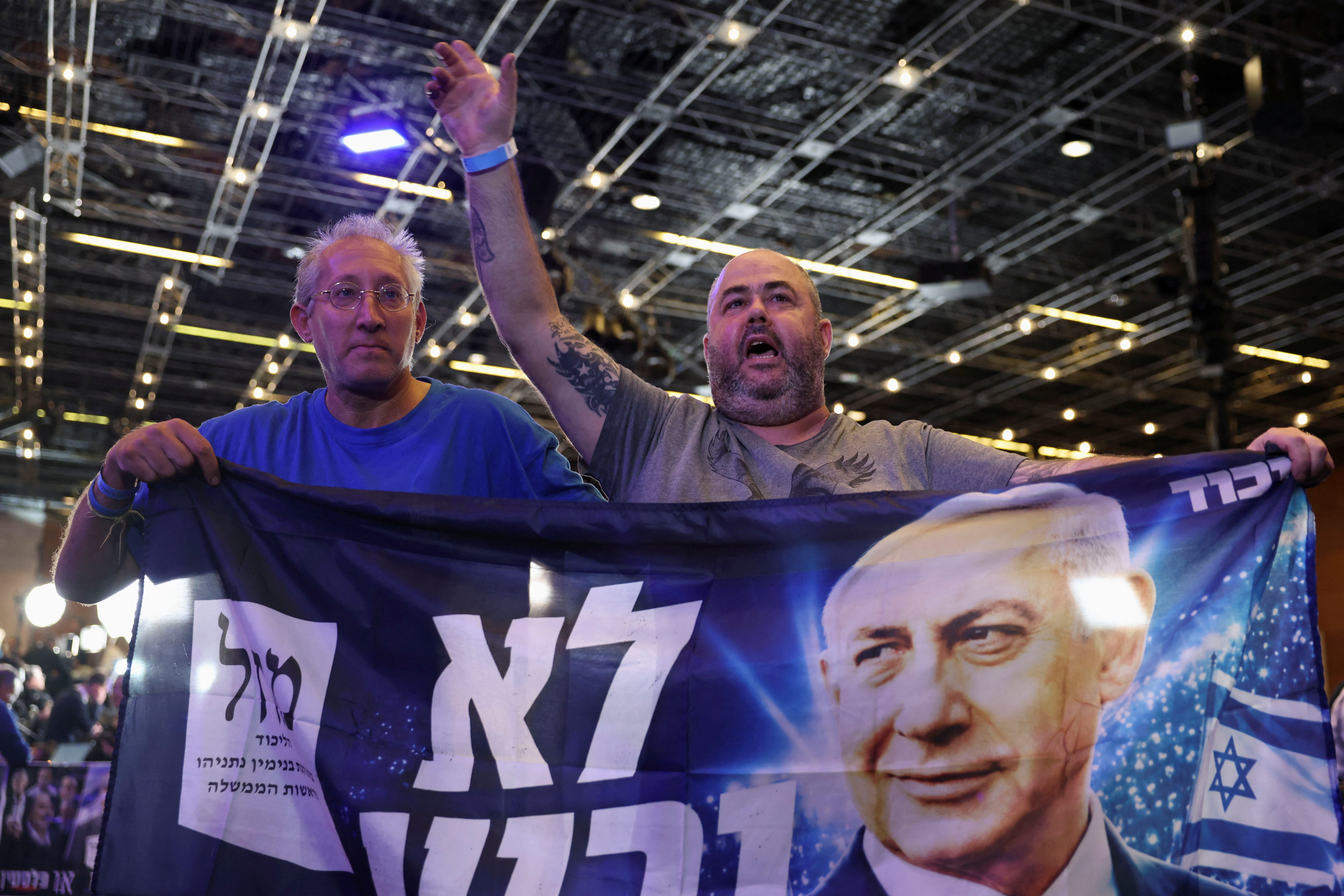 Veselje v štabu stranke Likud Benjamina Netanjahuja
