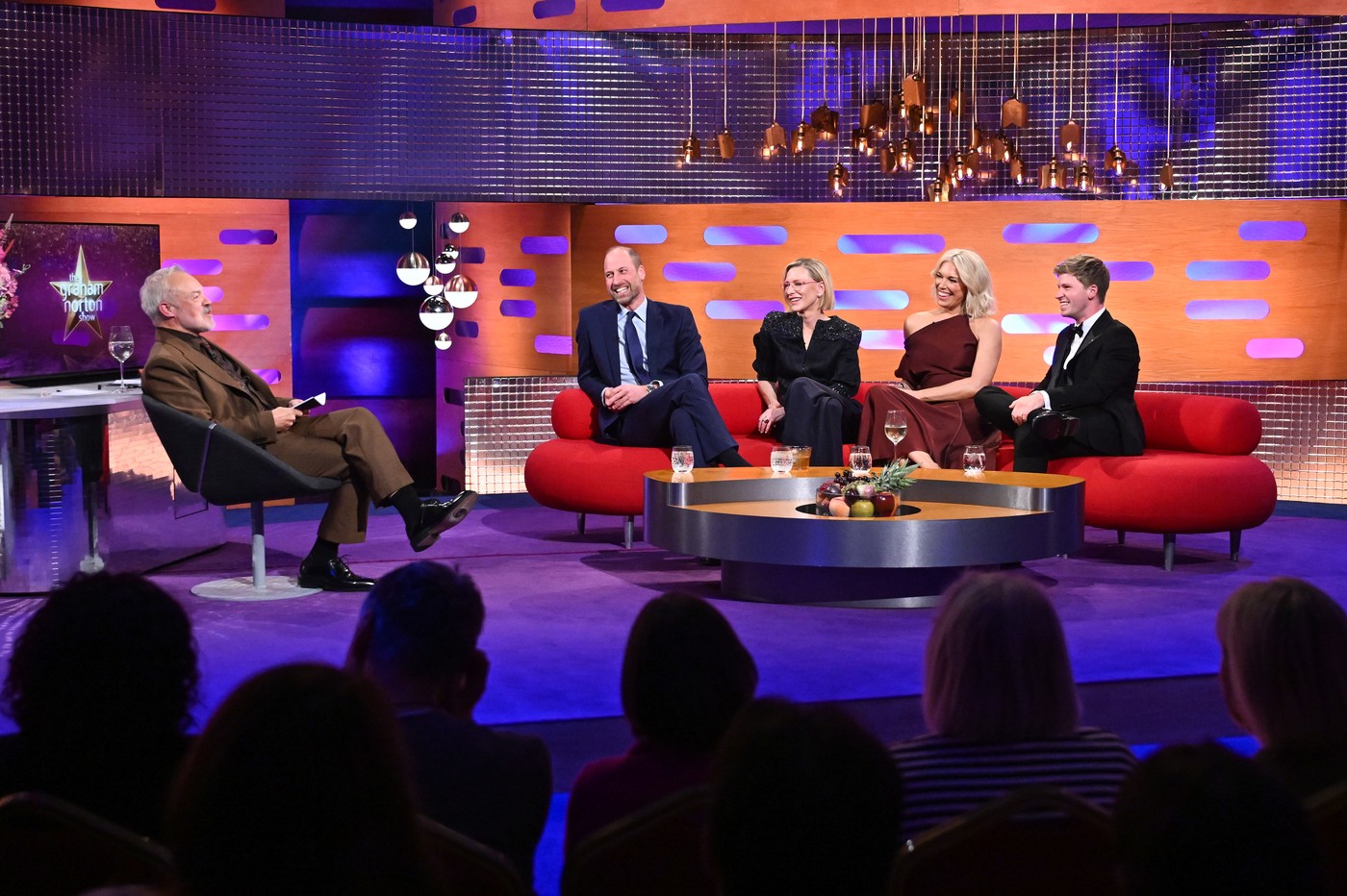 Princ William,  Cate Blanchett, Hannah Waddingham in Robert Irwin na Graham Norton Showu