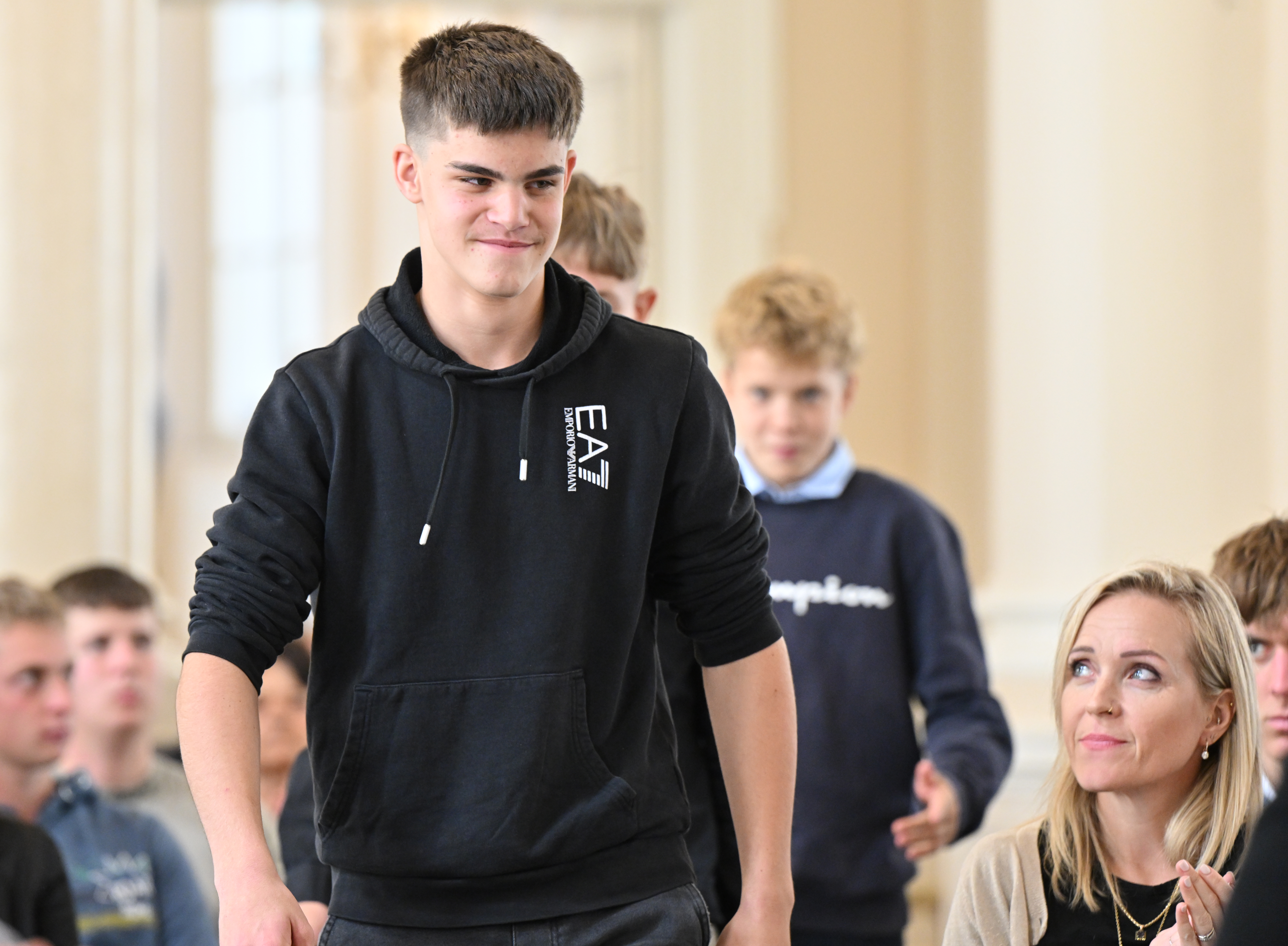 Slovenija, Ljubljana, 07.10.2025, 07.oktober 2025 Predsednica republike Nataša Pirc Musar Aleksu Kelblju, Marku Kralju in Natanu Hovniku, ,Foto: Žiga Živulović Jr./F.A.Bobo