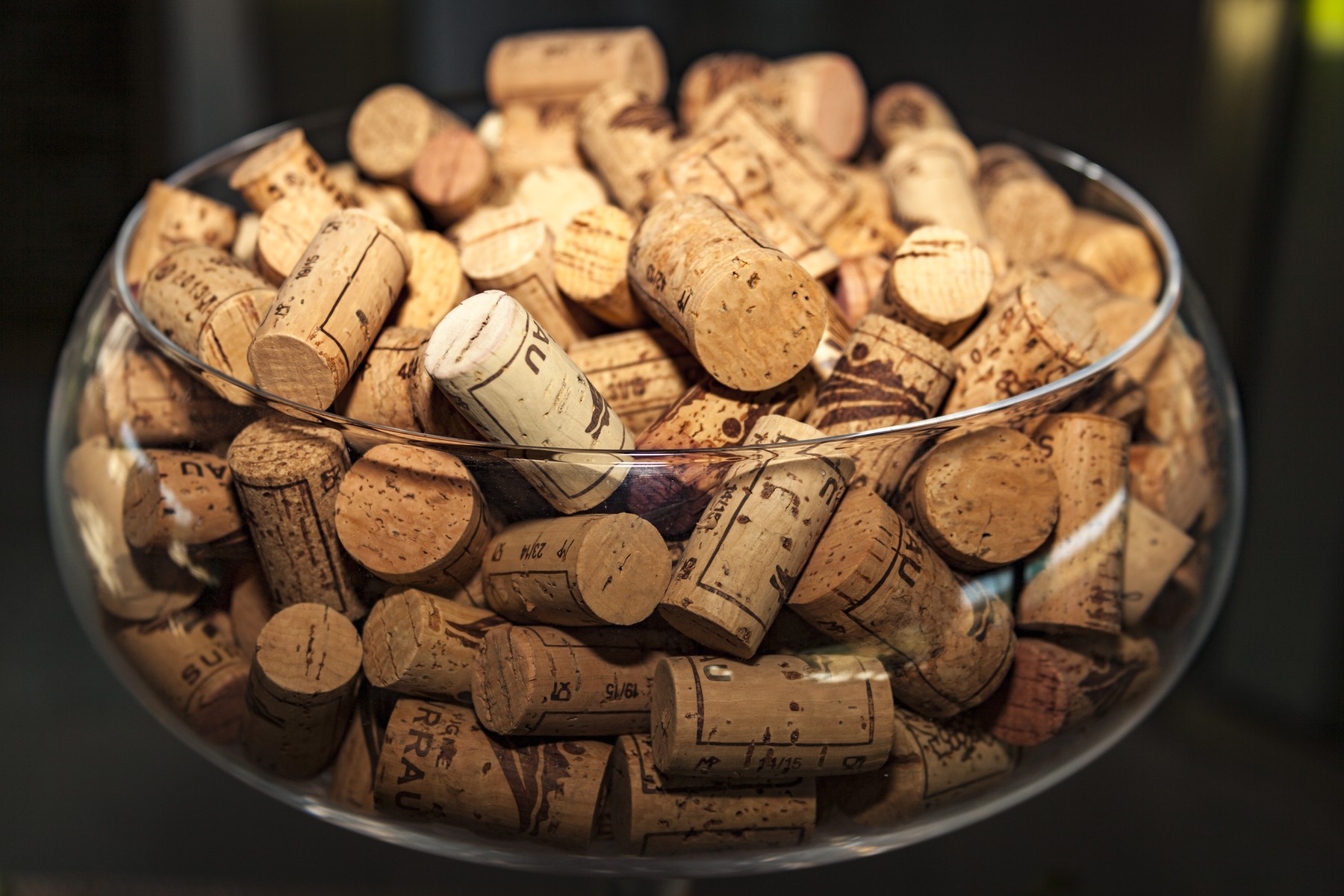 Glass full of wine bottle corks, Vigne Surrau, Surrau Vineyard, Arzachena, Sardinia, Italy,Image: 963483074, License: Rights-managed, Restrictions: , Model Release: no