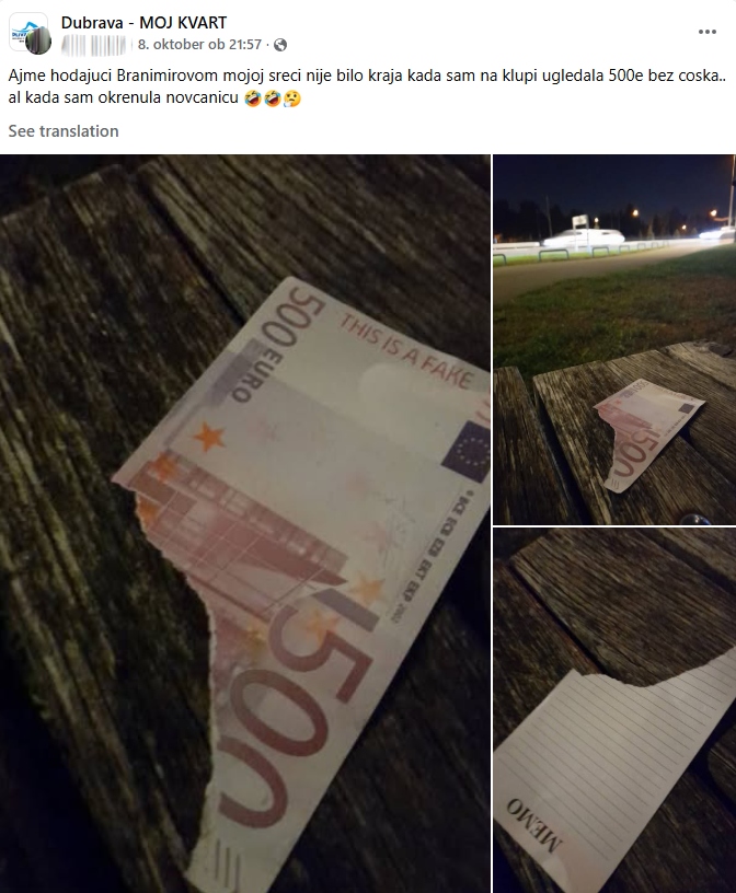 najden ponarejen bankovec za 500 evrov