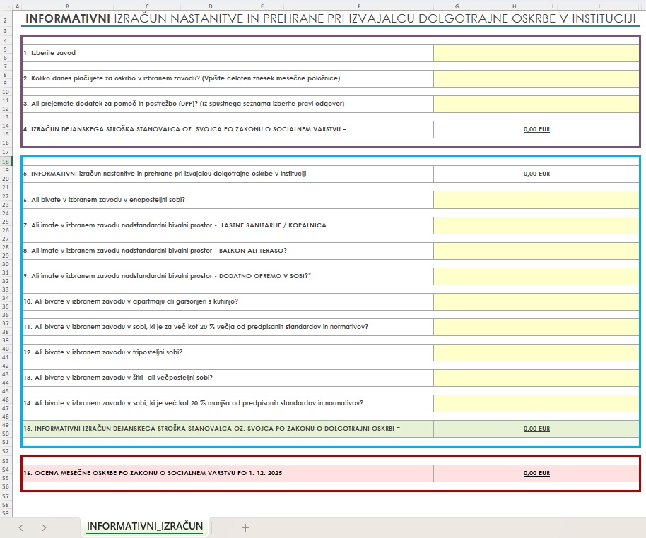 Kalkulator stroškov v domovih za starejše