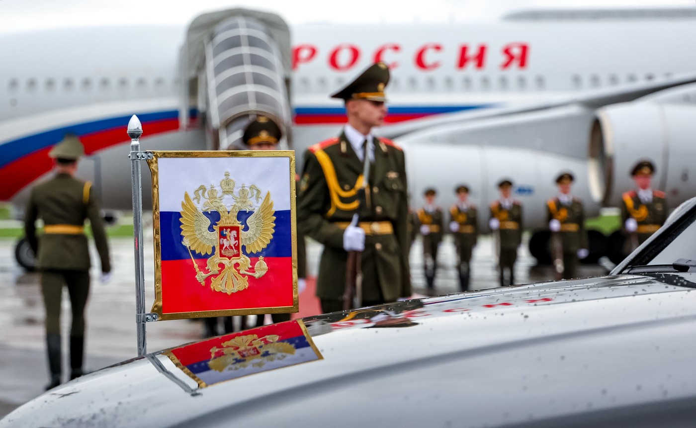 Putinovo letalo v Minsku