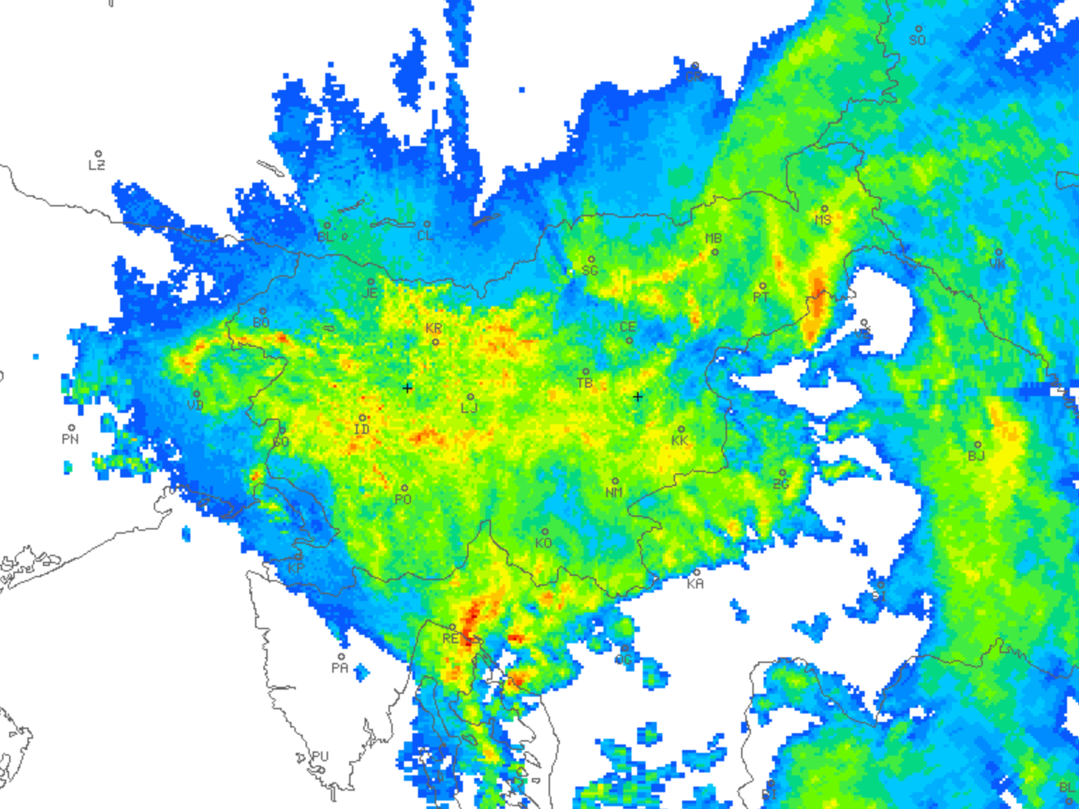 Radarska slika padavin