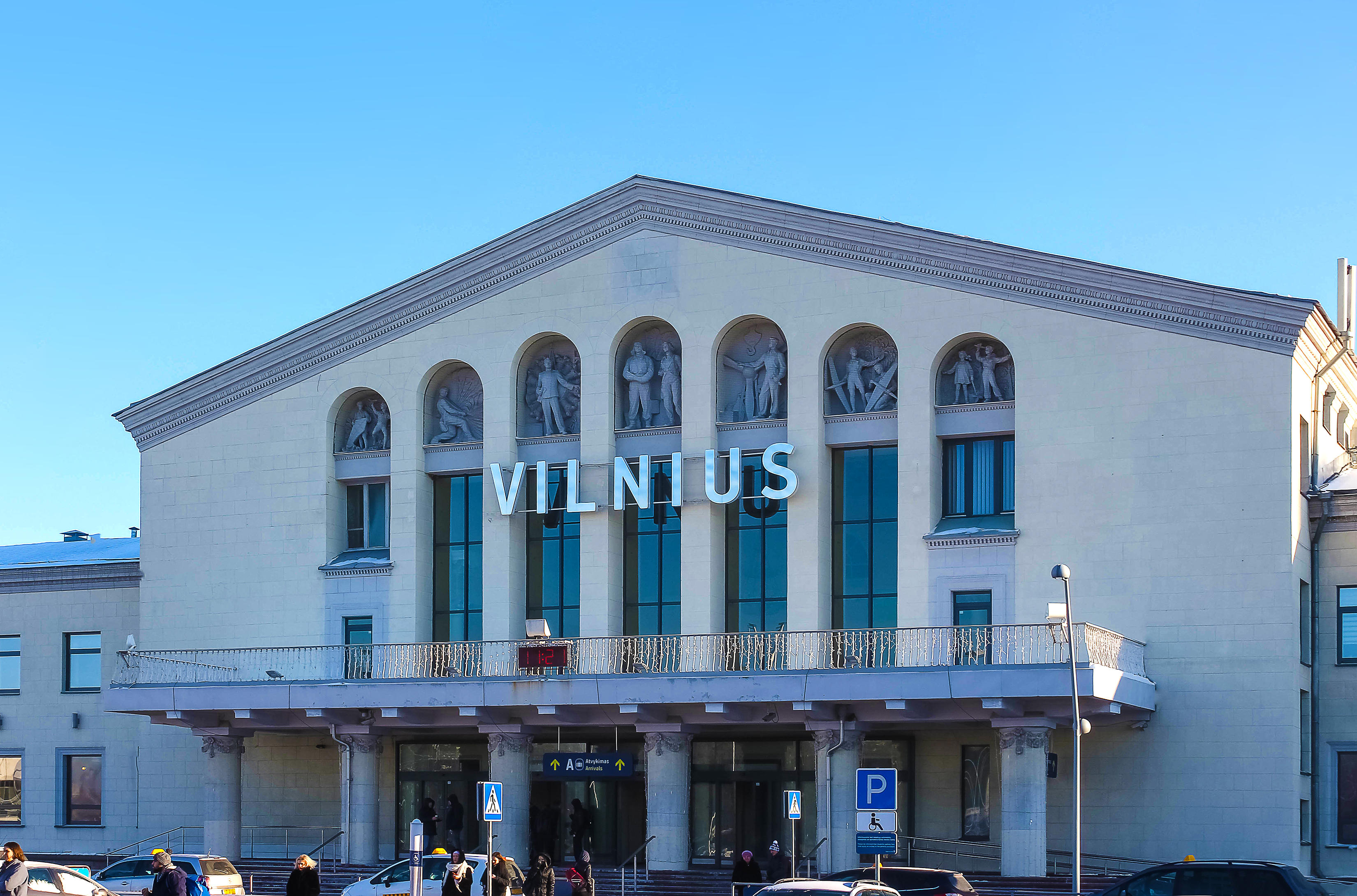 VIlnius, Lithuania - January 07, 2017: Vilnius airport at sunny day at VIlnius, Lithuania on January 07, 2017,Image: 974417600, License: Royalty-free, Restrictions: , Model Release: no