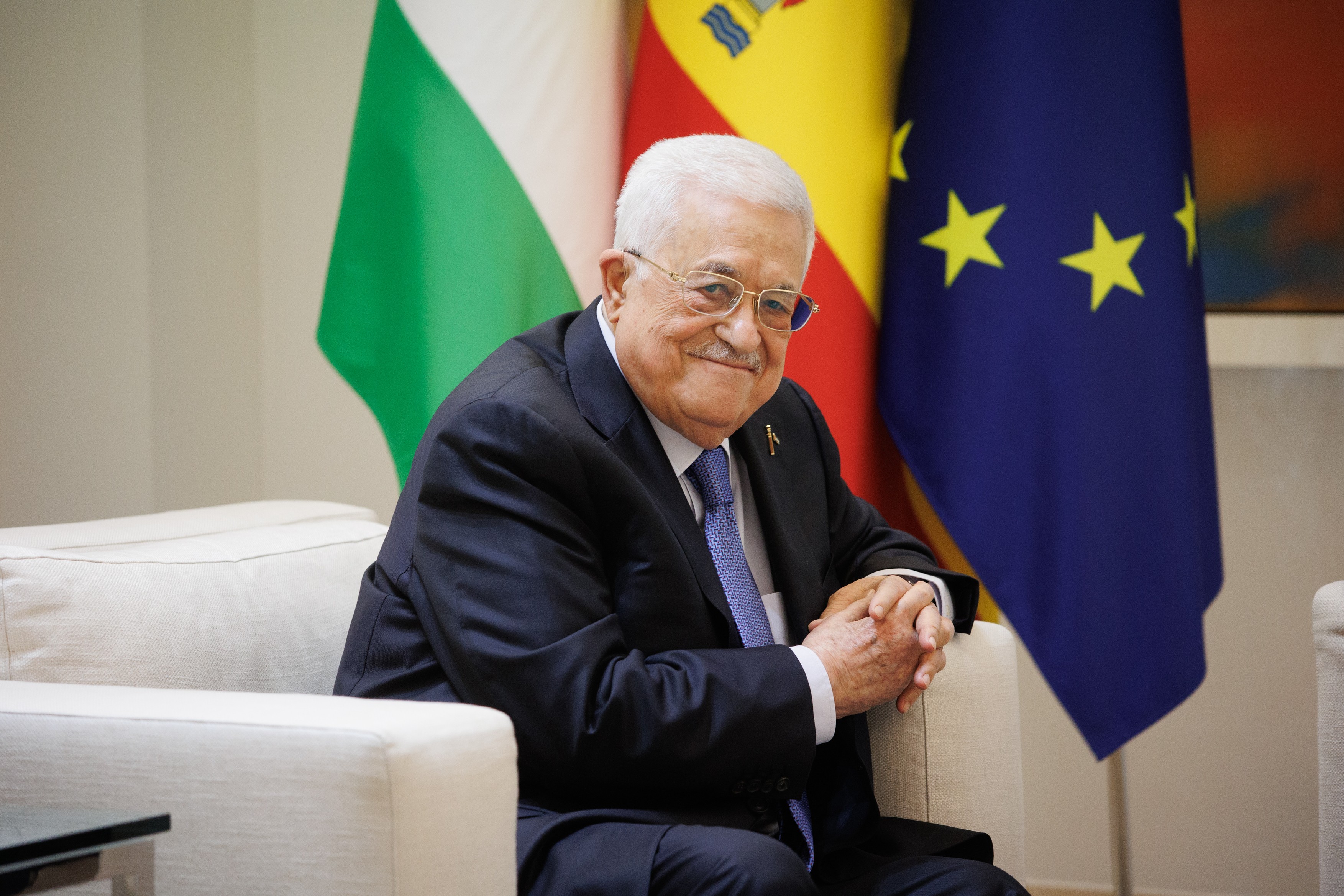 The President of the State of Palestine, Mahmud Abbas, during a meeting at the