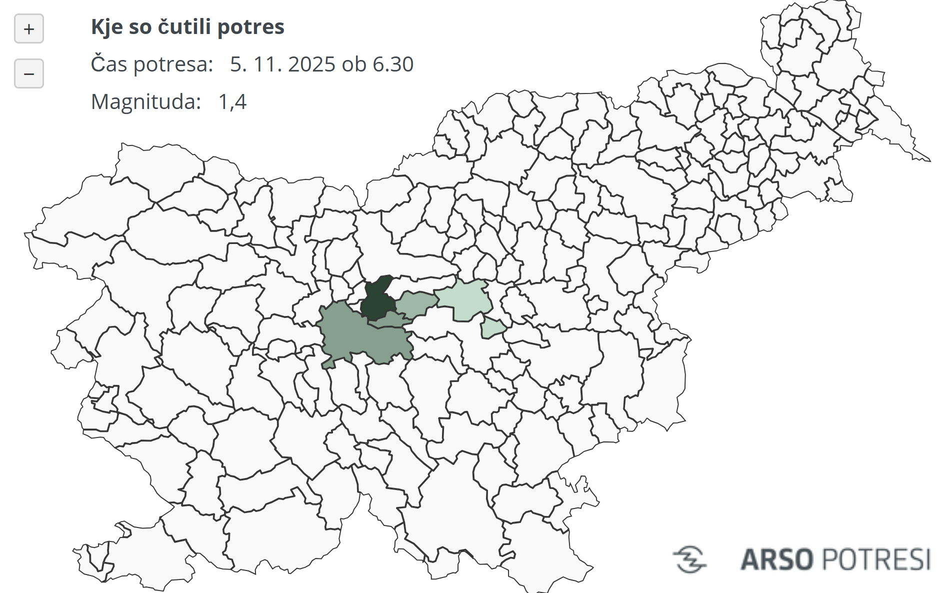 Potres v bližini Dolskega