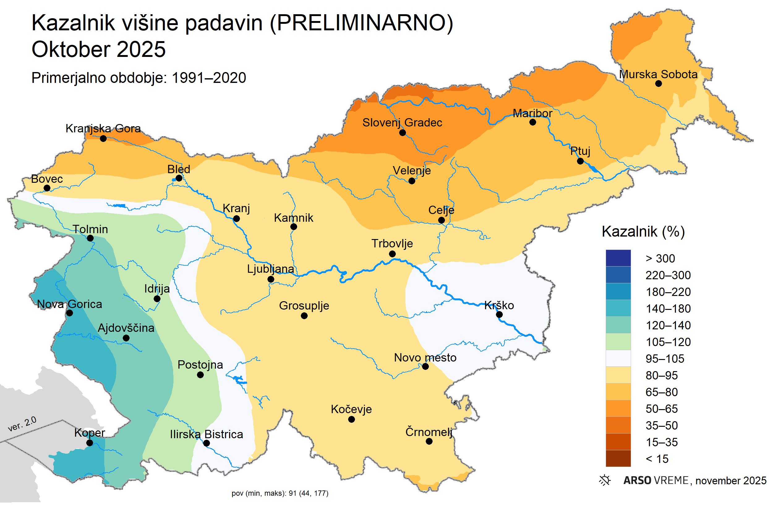 Padavine letošnjega oktobra