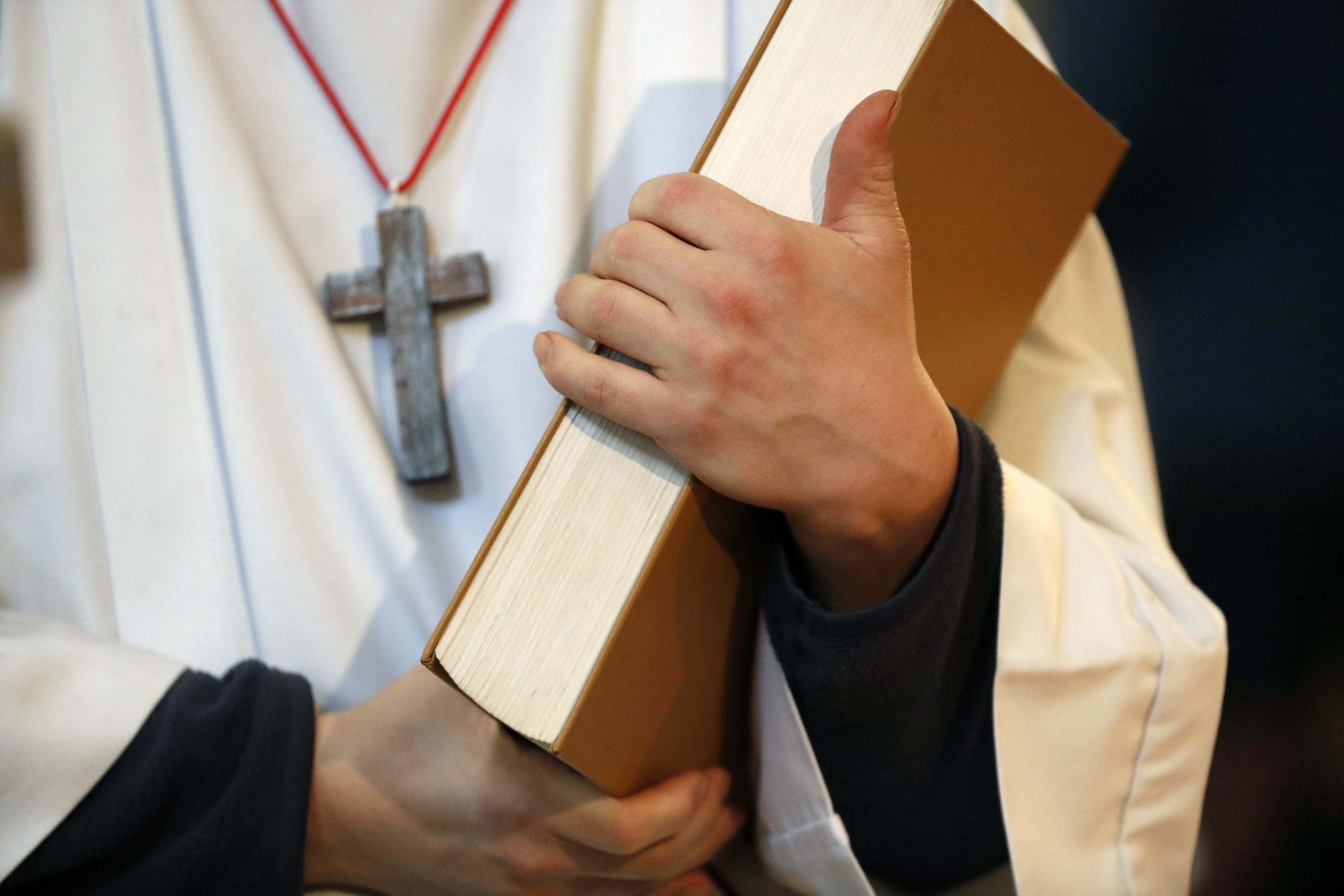 Altar boy with lectionary, Saint-Jacques church, Sallanches, Haute-Savoie, France, Europe,Image: 385063468, License: Rights-managed, Restrictions: , Model Release: no