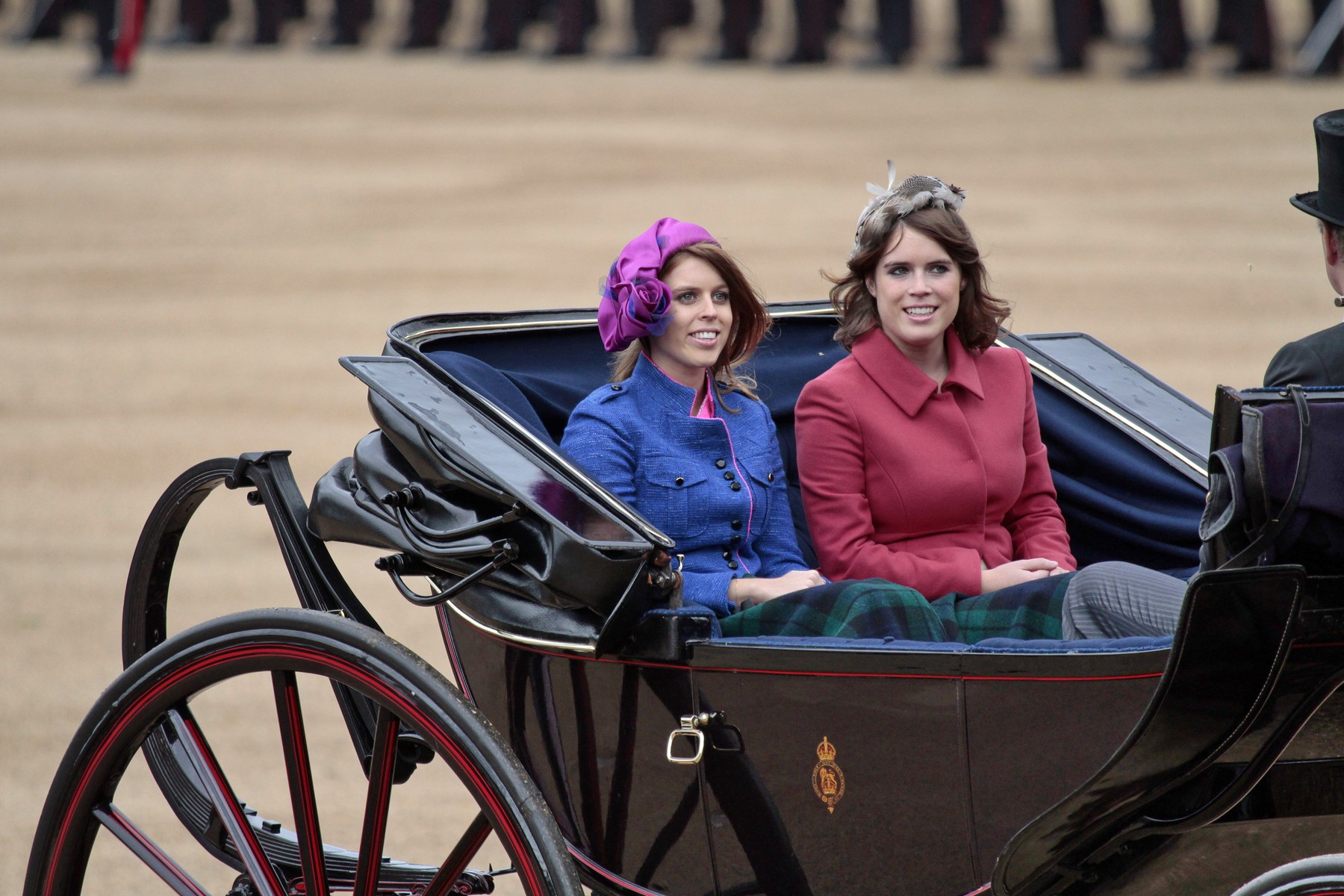 Princess Beatrice and Princess Eugenie of York, Trooping the Colour 2012, The Quuen's Birthday Parade, Whitehall, Horse Guards, London, England, United Kingdom, Europe,Image: 142699098, License: Rights-managed, Restrictions: , Model Release: no