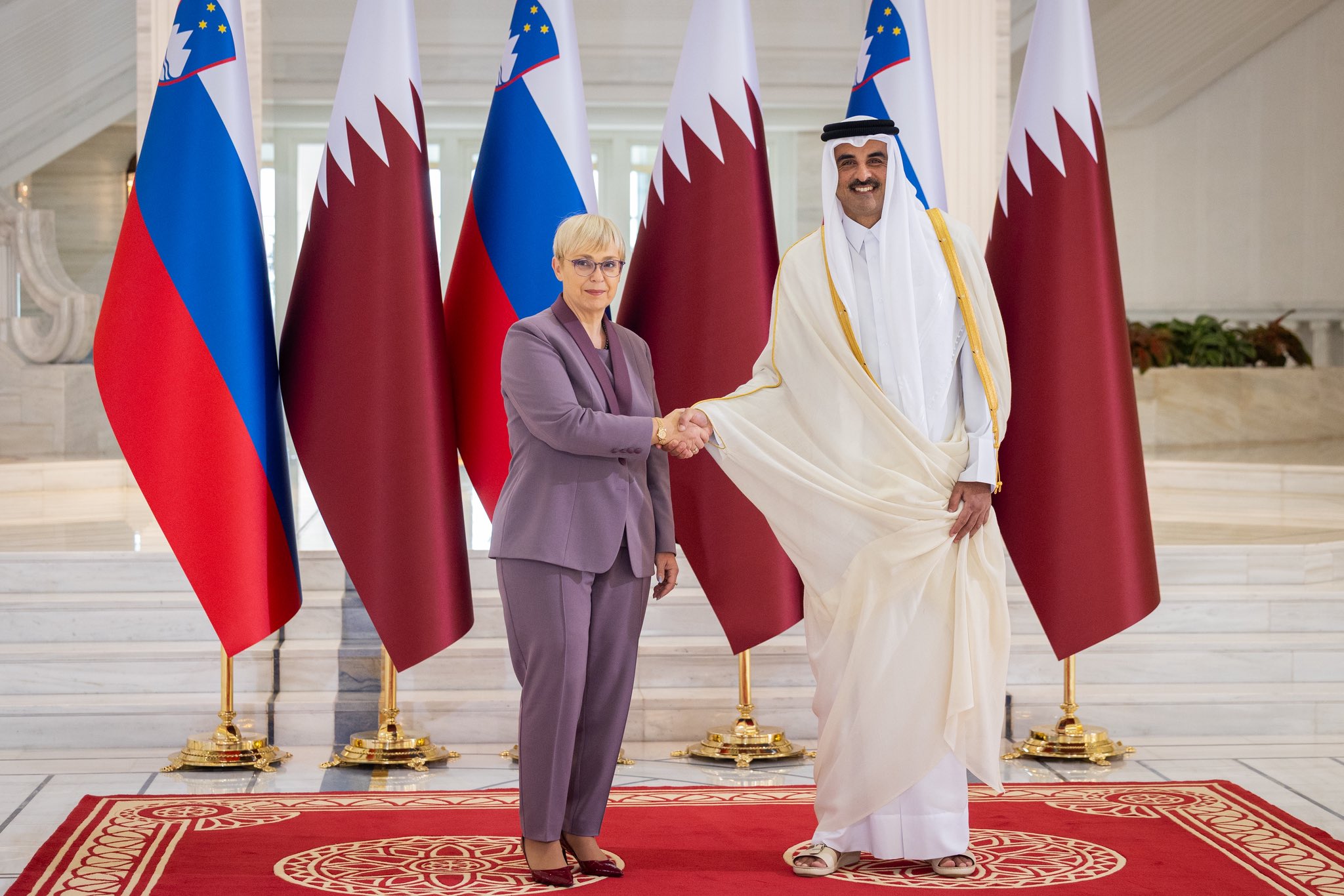 Predsednica republike Nataša Pirc Musar in emir Tamin bin Hamad Al Tani