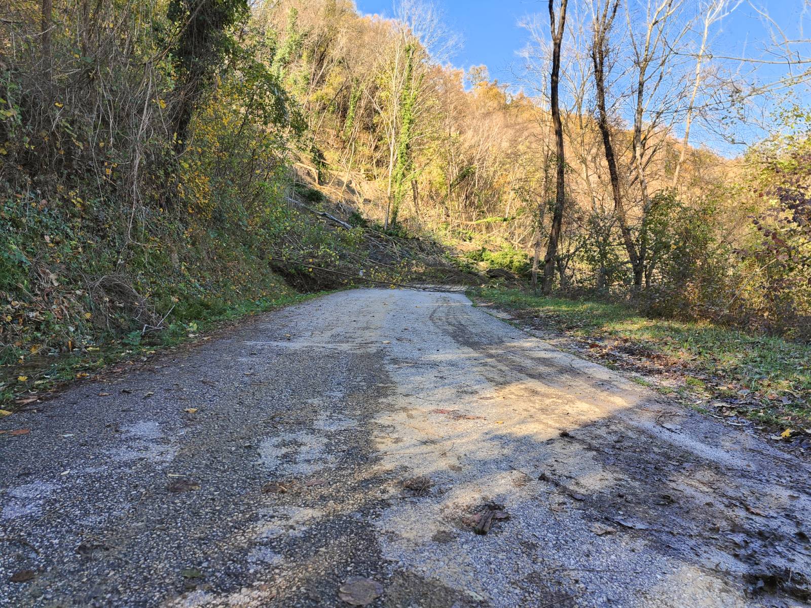 Manjši plaz na cesti proti Kožbani