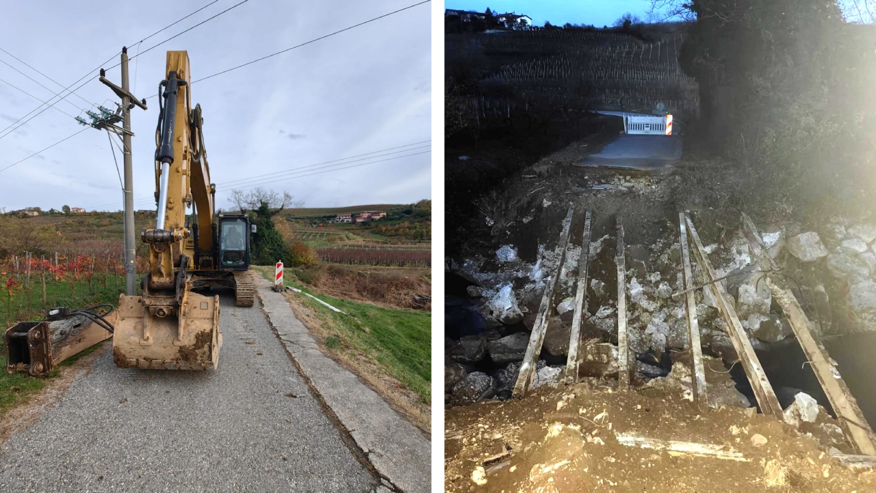 Začasni most pod vasjo Senožeče