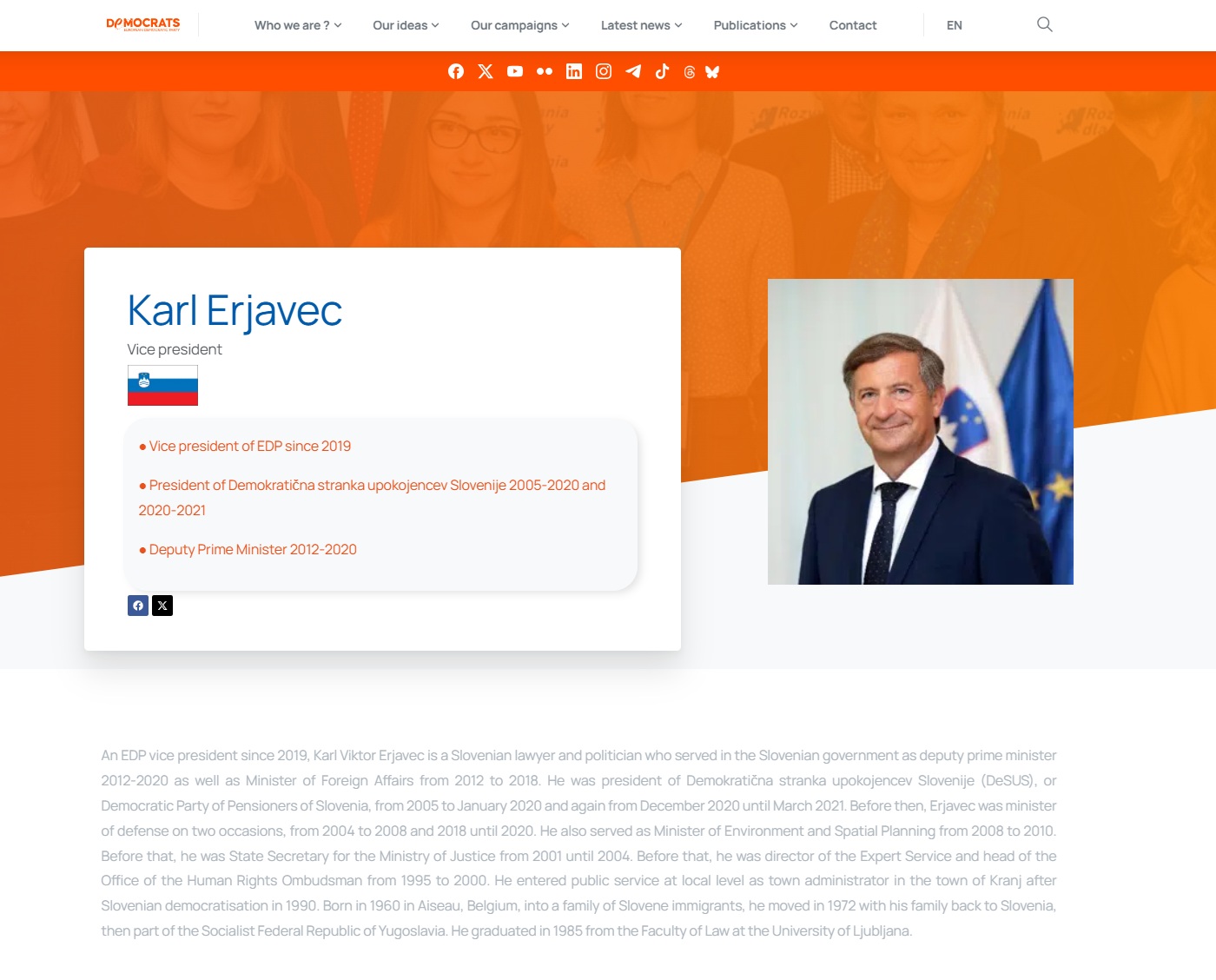 Karl Erjavec, EDP