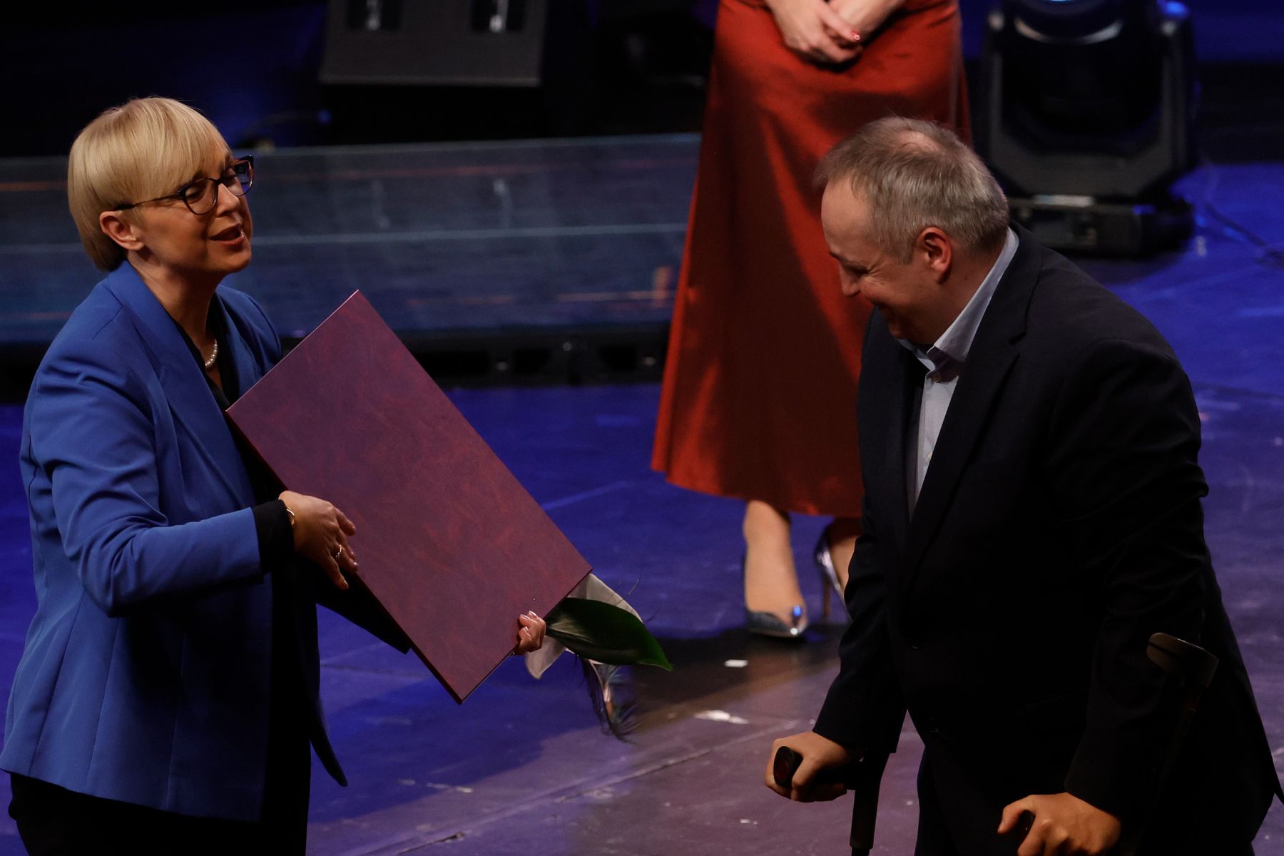 Predsednica republike Nataša Pirc Musar in Franček Gorazd Tiršek na podelitvi Bloudkovih priznanj za najboljše dosežke v športu