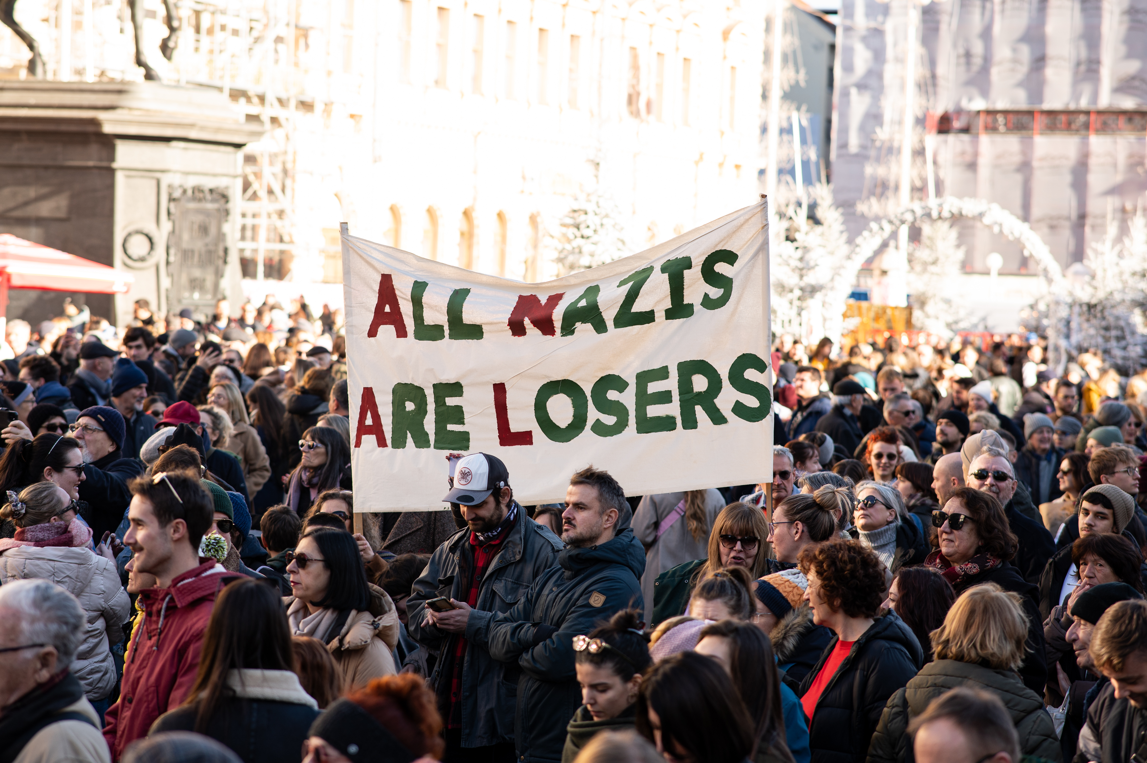 Protestni shod Združeni proti fašizmu v Zagrebu