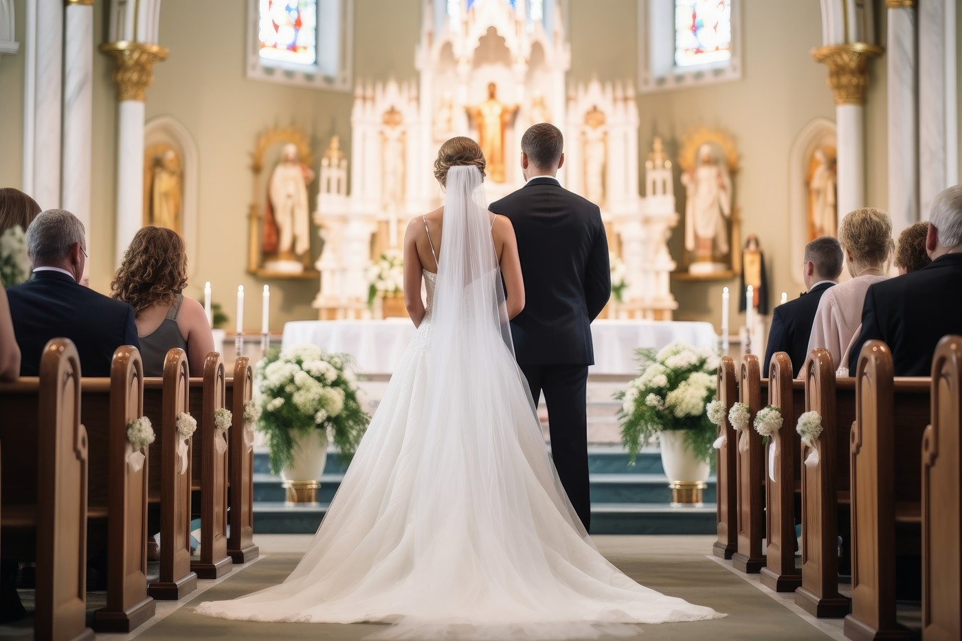 ženin in nevesta v cerkvi, cerkvena poroka