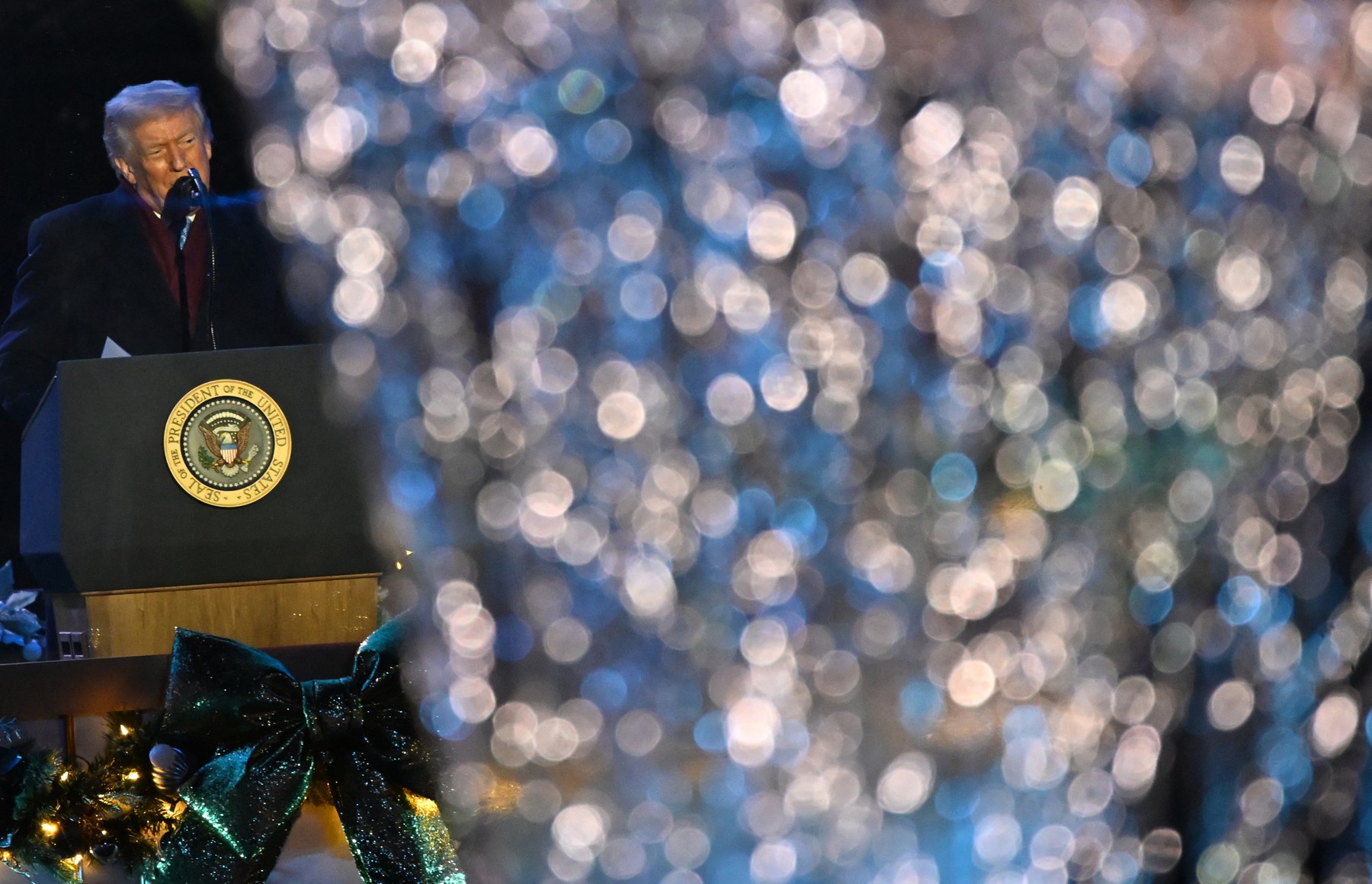 Donald Trump na slovesnosti prižiga lučk