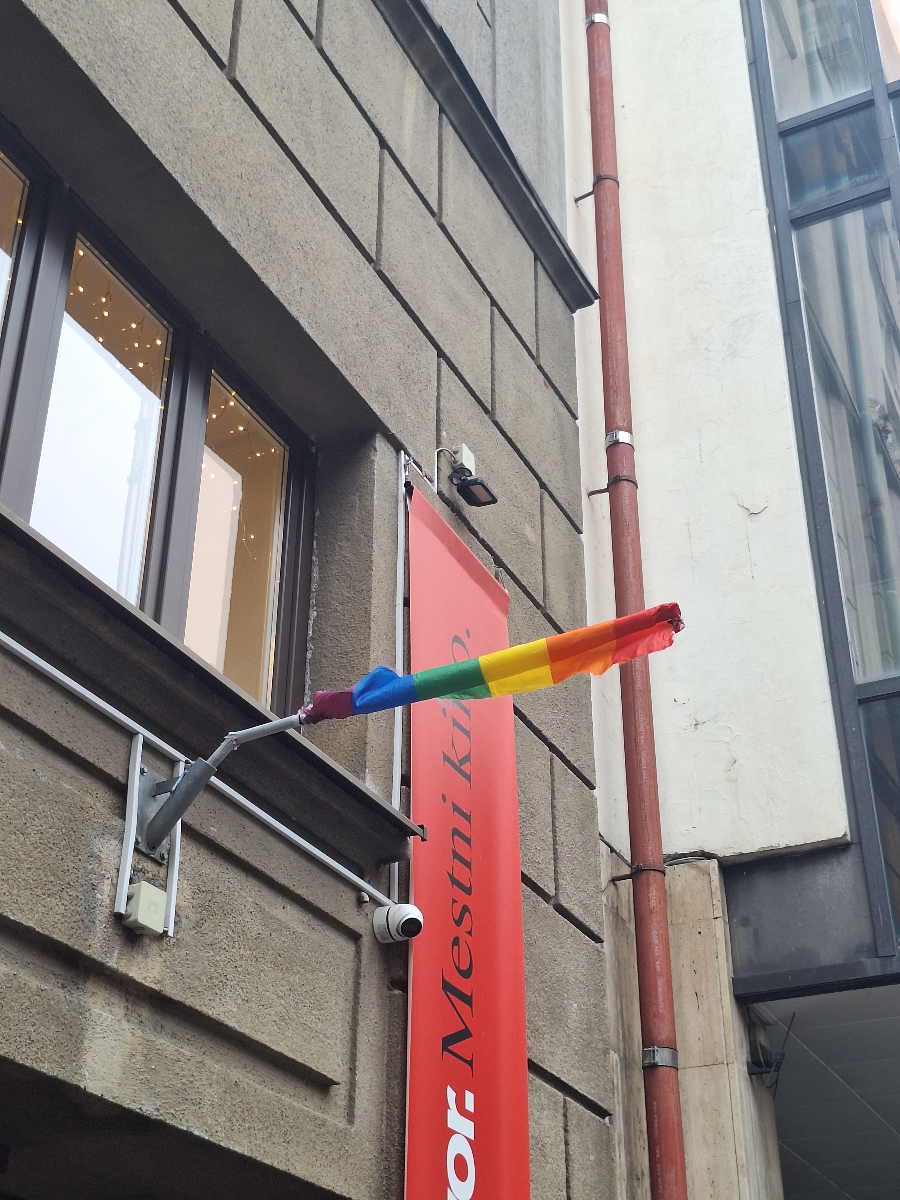 Vandaliziranje mavrične zastave na Kinodvoru