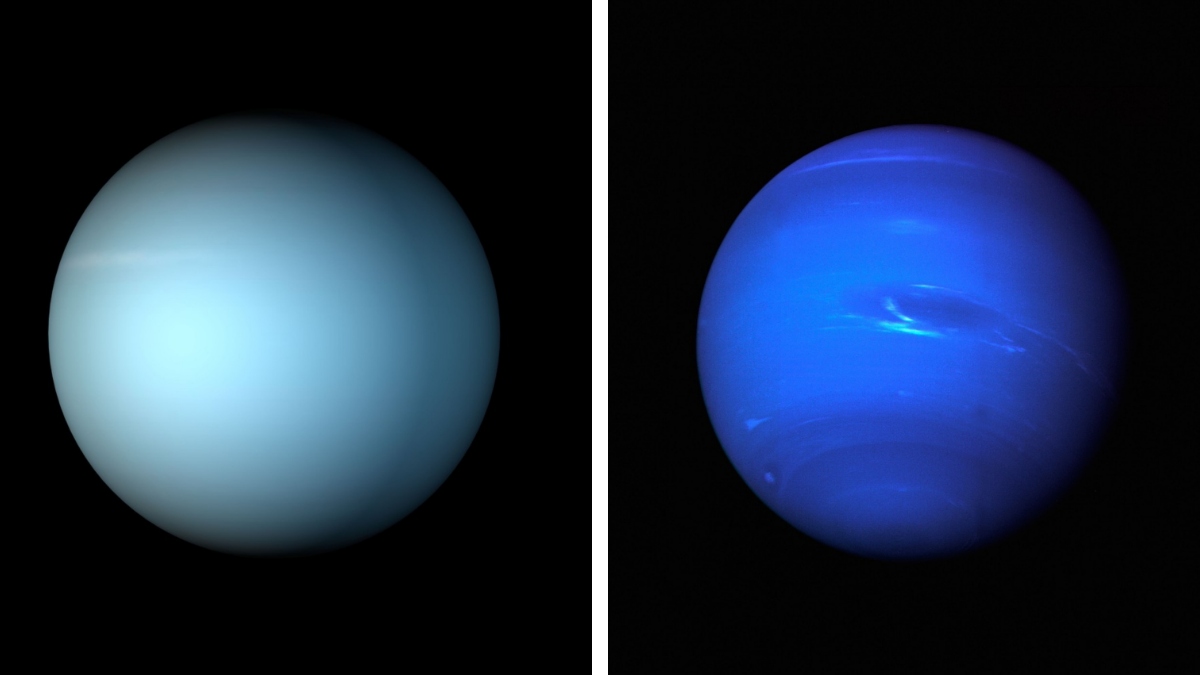 planeta, ledena velikana Uran (L) in Neptun (D)