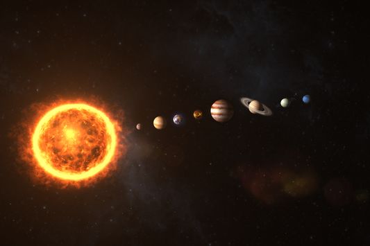Naše osončje s Soncem in planeti: Merkur, Venera, Zemlja, Mars, Jupiter, Saturn, Uran, Neptun
