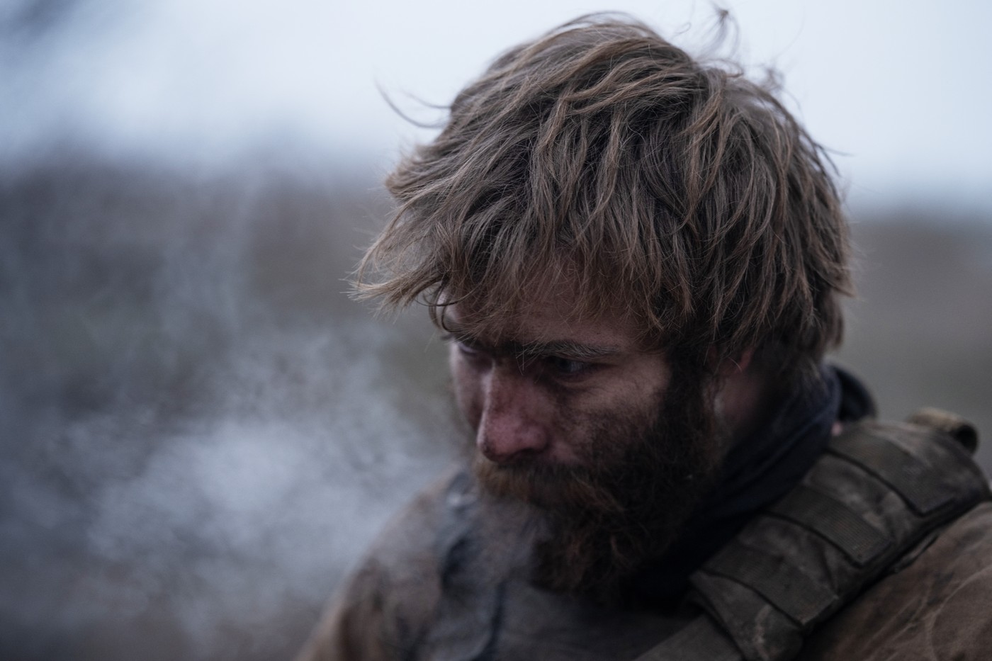 Ukrajinski vojak Denis ob povratku s fronte pri Kostjantinivki, kjer je preživel 130 dni