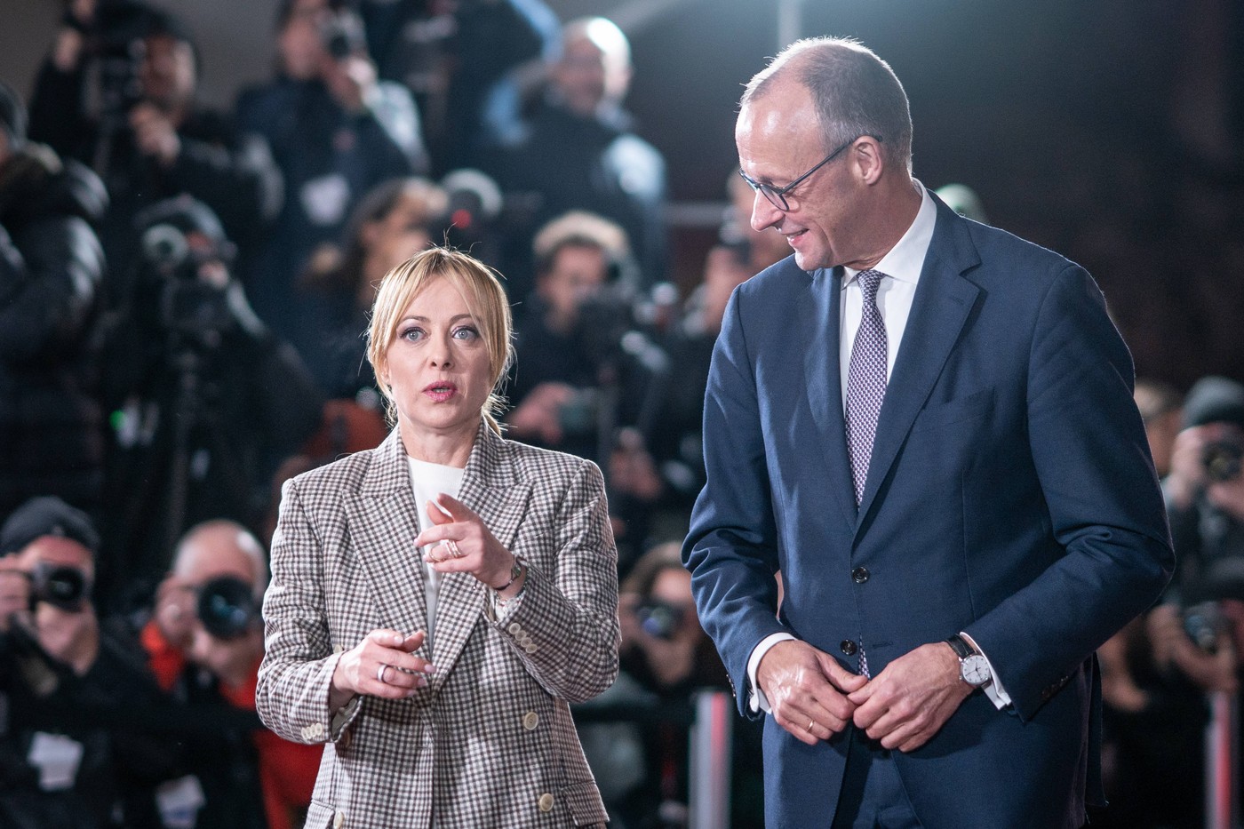 Friedrich Merz in Giorgia Meloni