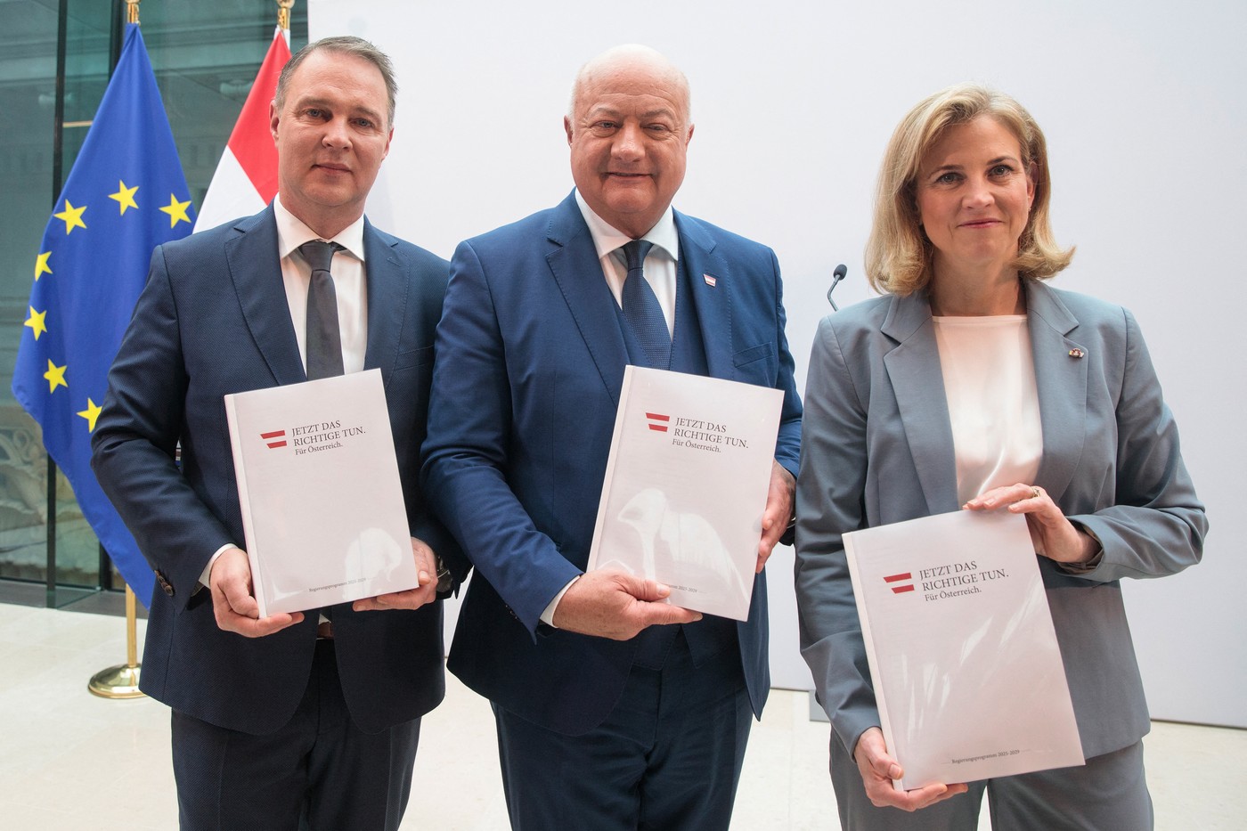 Christian Stocker, Andreas Babler in Beate Meinl-Reisinger