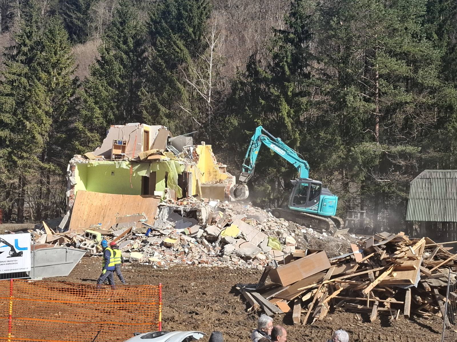 Rušenje hiše, Poljane, Prevalje, poplave