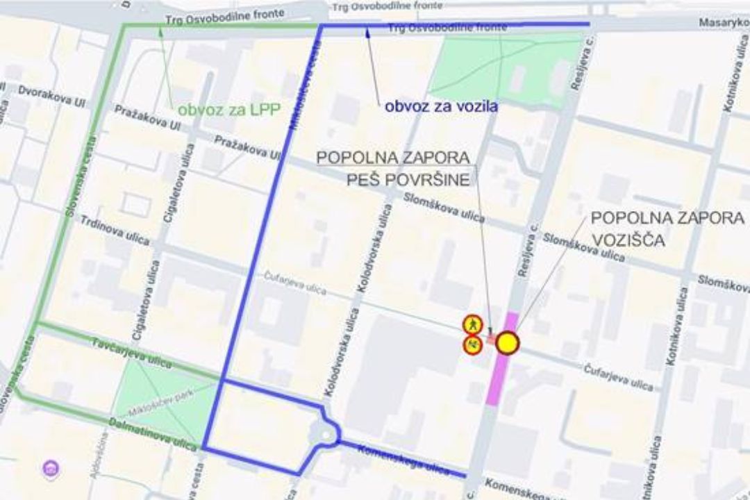 zapora ceste, Ljubljana