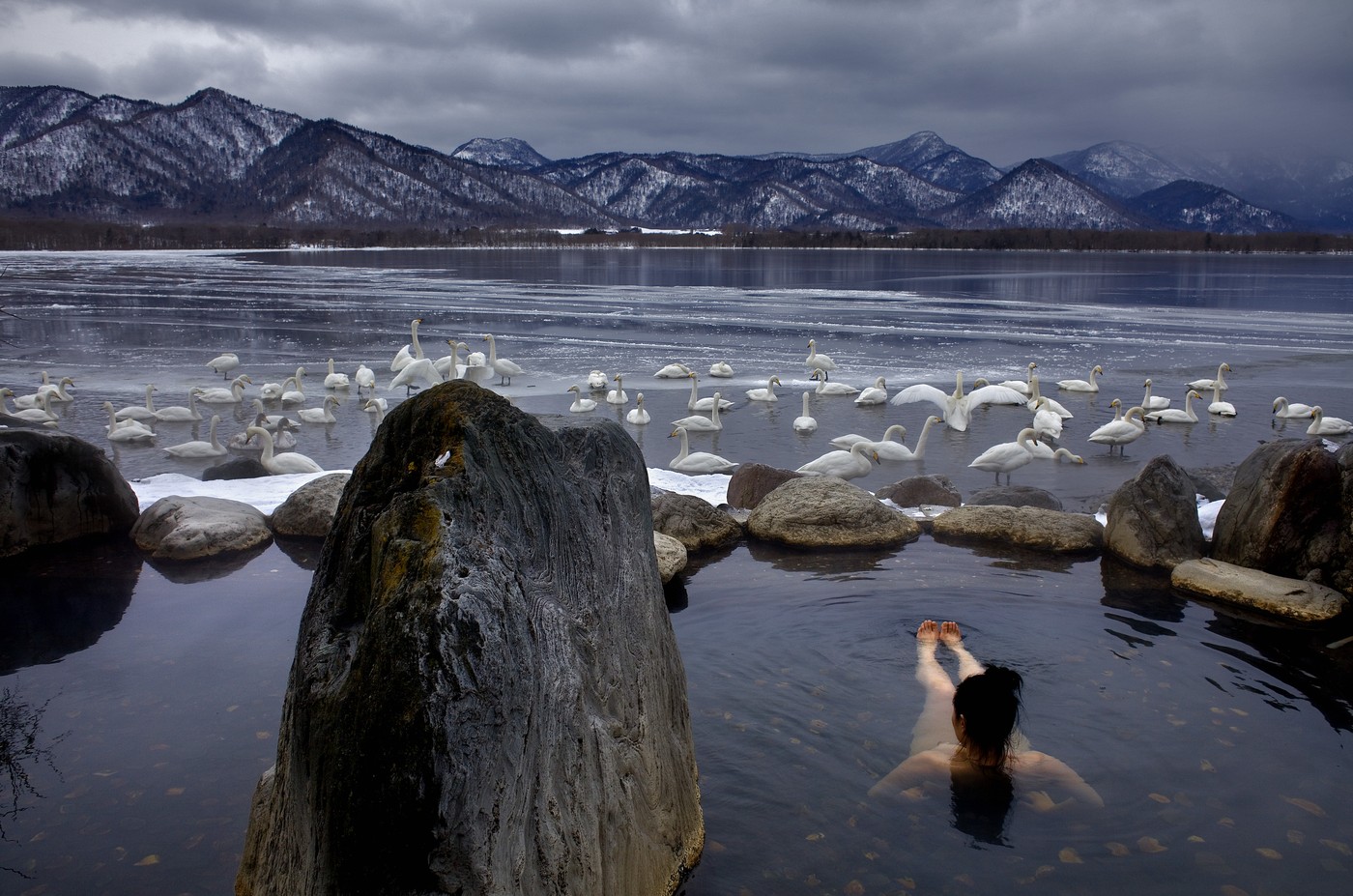 onsen, japonska, vroči vrelec, jezero
