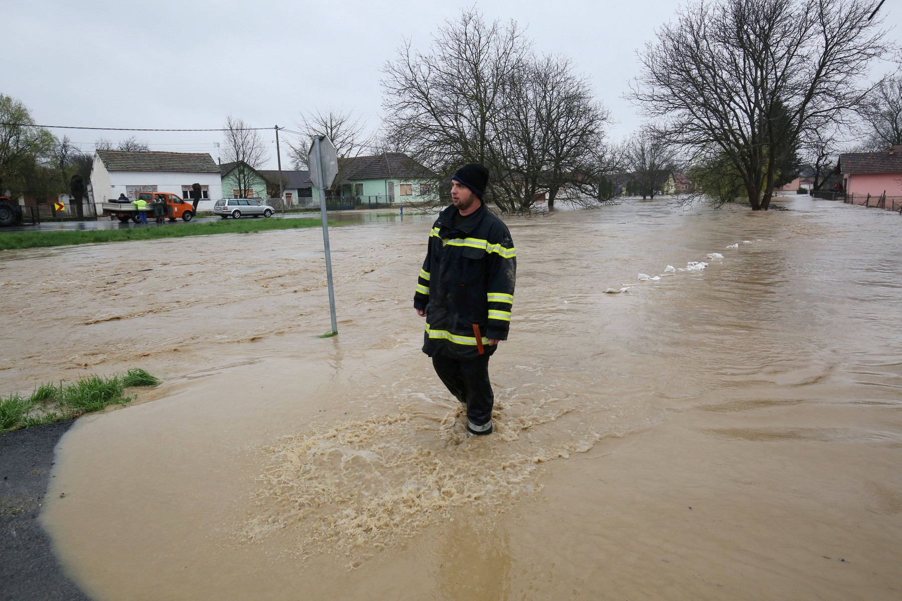 Croatia, Orahovica, 280325. Heavy rainfall caused the river Vucica to overflow and the dam to burst, causing heavy flood