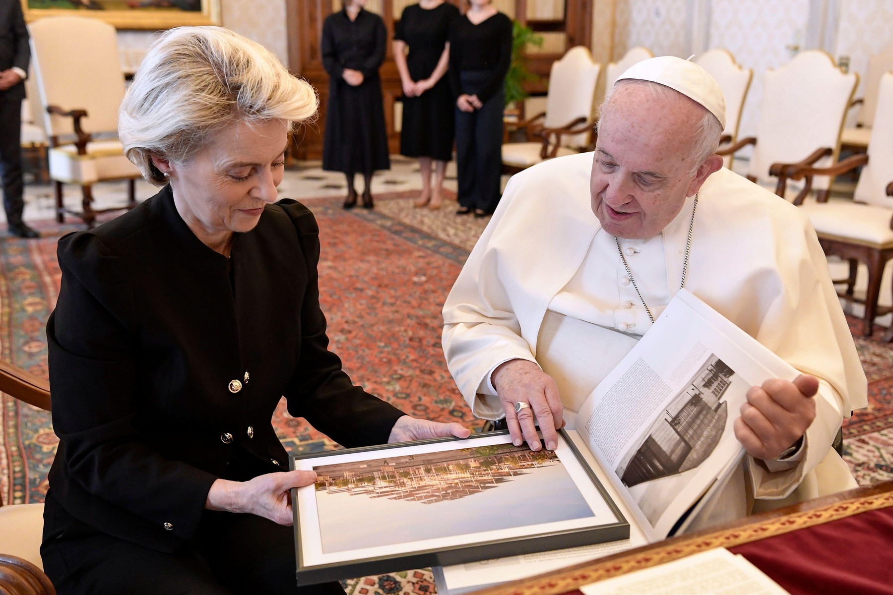 Vatican City, Vatican. 10 June 2022. Pope Francis meets the President of the European Commission, Ms Ursula Von Der Leyen, at the Vatican. (Photo by Vatican Media). Credit: Vatican Media/Picciarella/Alamy Live News